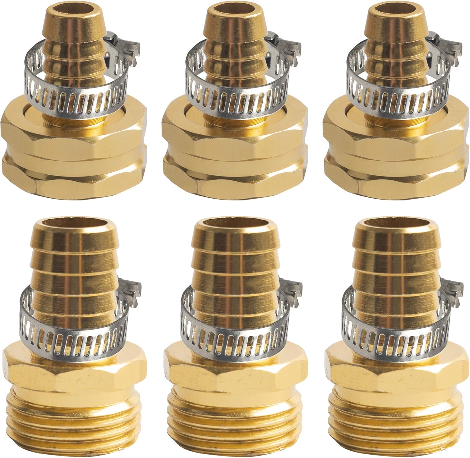 Hose Repair Connectors with Claps, 5/8" Aluminum Garden Hose Repair Kit, Female and Male Hose Connectors & Fitting with Stainless Steel Clamp, 3 pack โ image 3