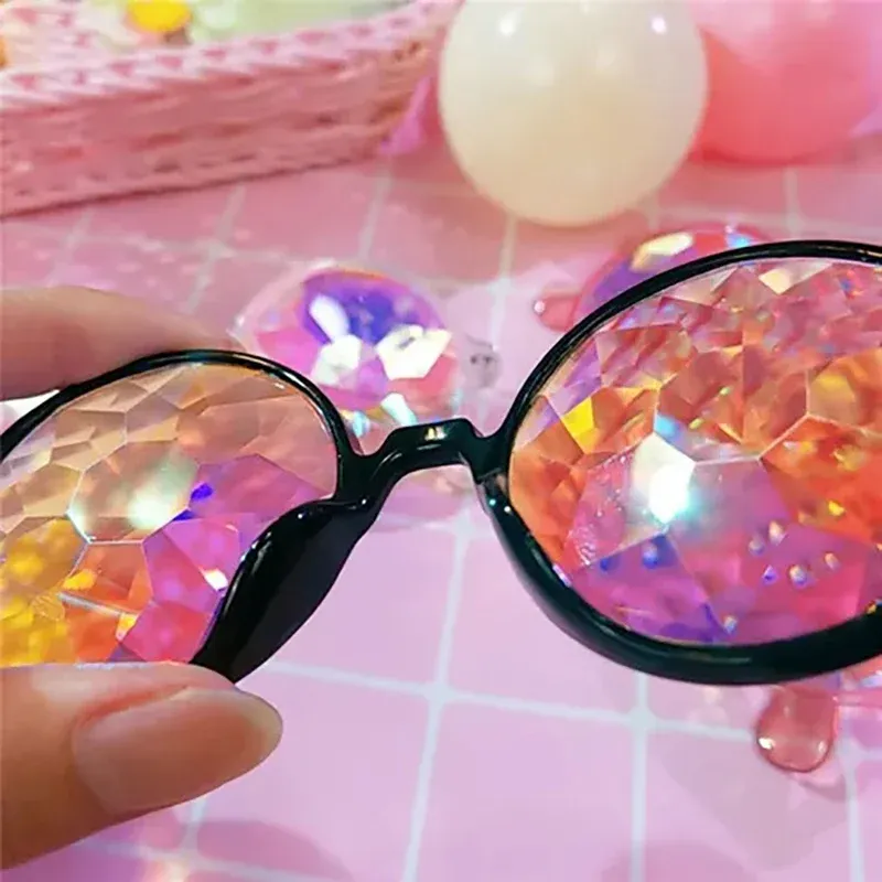 Festival Rave Kaleidoscope Glasses Prism Lens Crystal Effect Party Sunglasses - White โ image 5