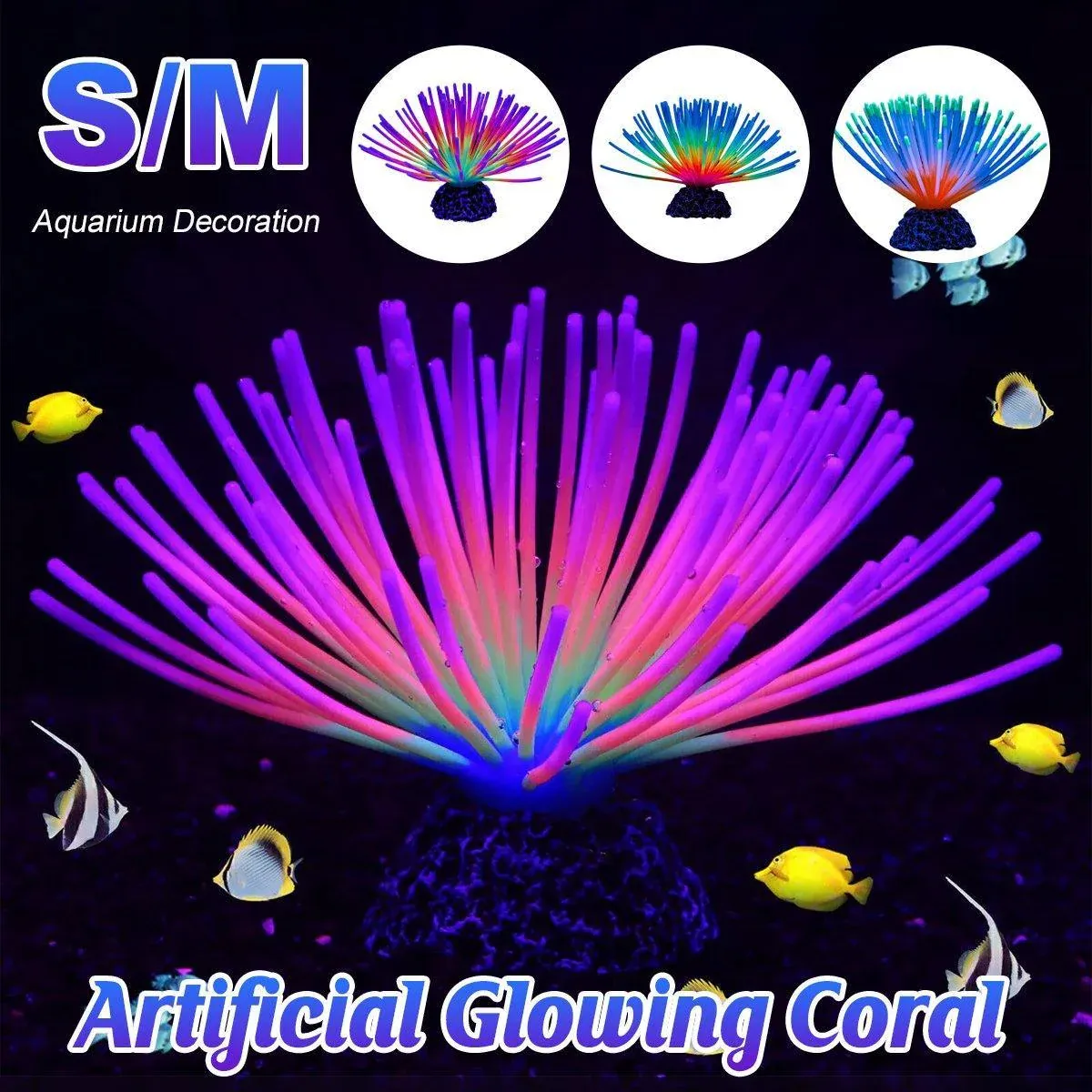 Aquarium Fish Tank Decor Simulation Coral Lotus Aquatic Plants Vibrant Ornament - Blue-S โ image 2
