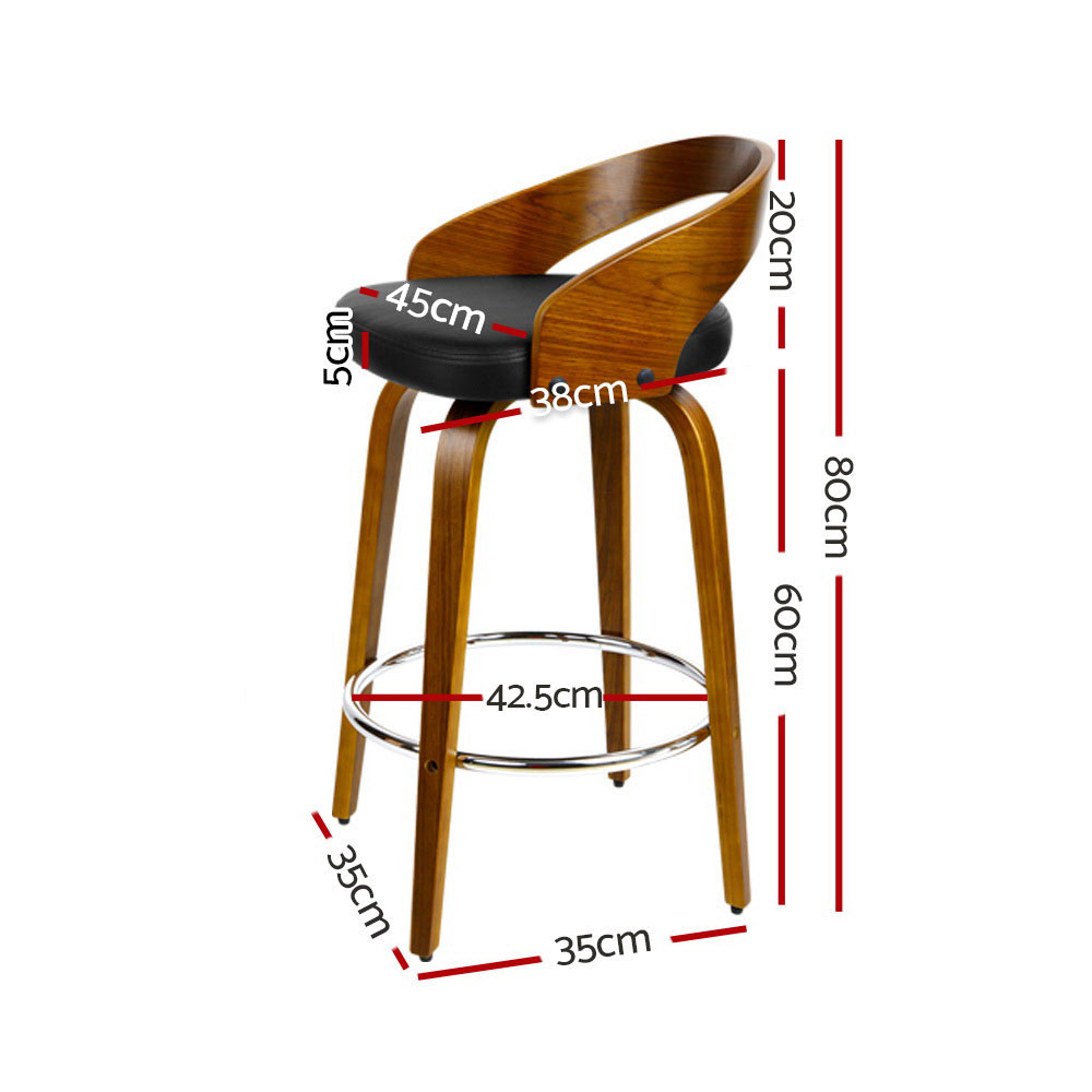 Artiss 2x Bar Stools Swivel Seat Curving Backrest โ image 2