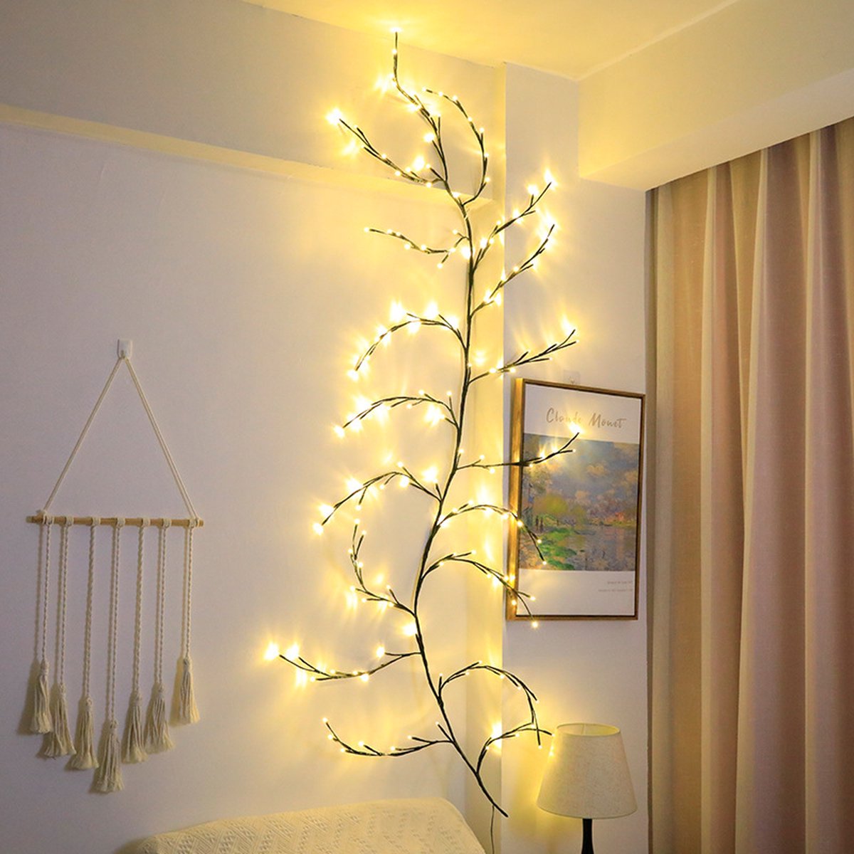Beautiful LED Vine Branch Wall Light - 2 meters Long, 144 LED Lights - Suitable for Indoor and Outdoor Use - 8 Lighting Modes - Flexible and Decorative - Brown — image 3