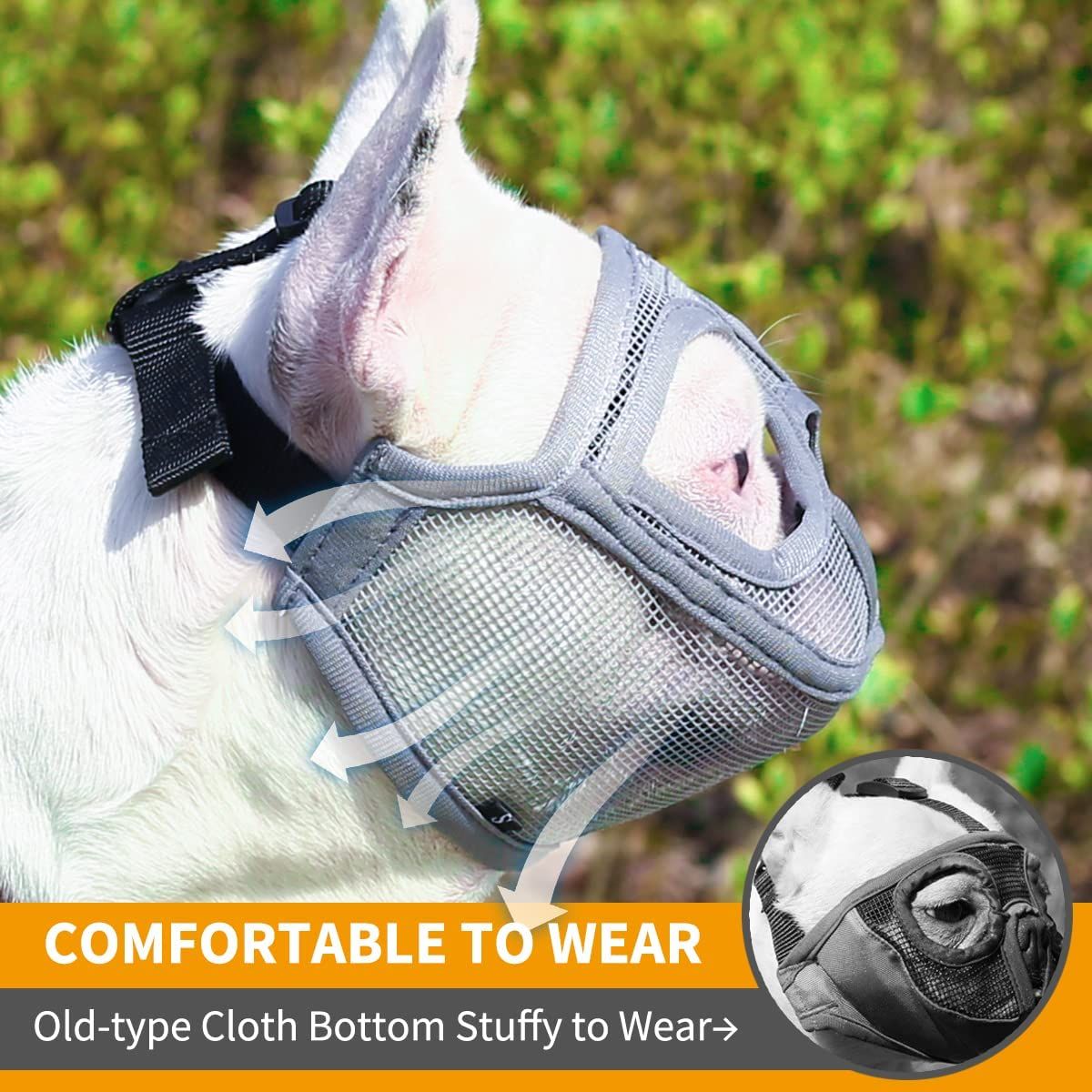 Short Snout Dog Muzzle, Breathable Mesh Flat Faced Muzzle for French Bulldog Shih Tzu and Pug,Mask Bulldog Muzzle for Biting — image 3