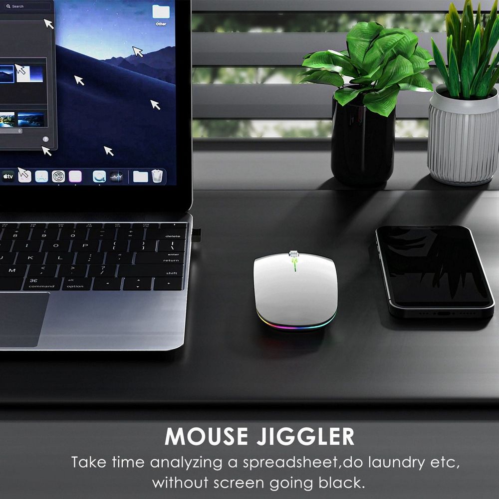 Jiggler Anti-Hibernate Optical Wireless Mouse, Matte Black — image 3