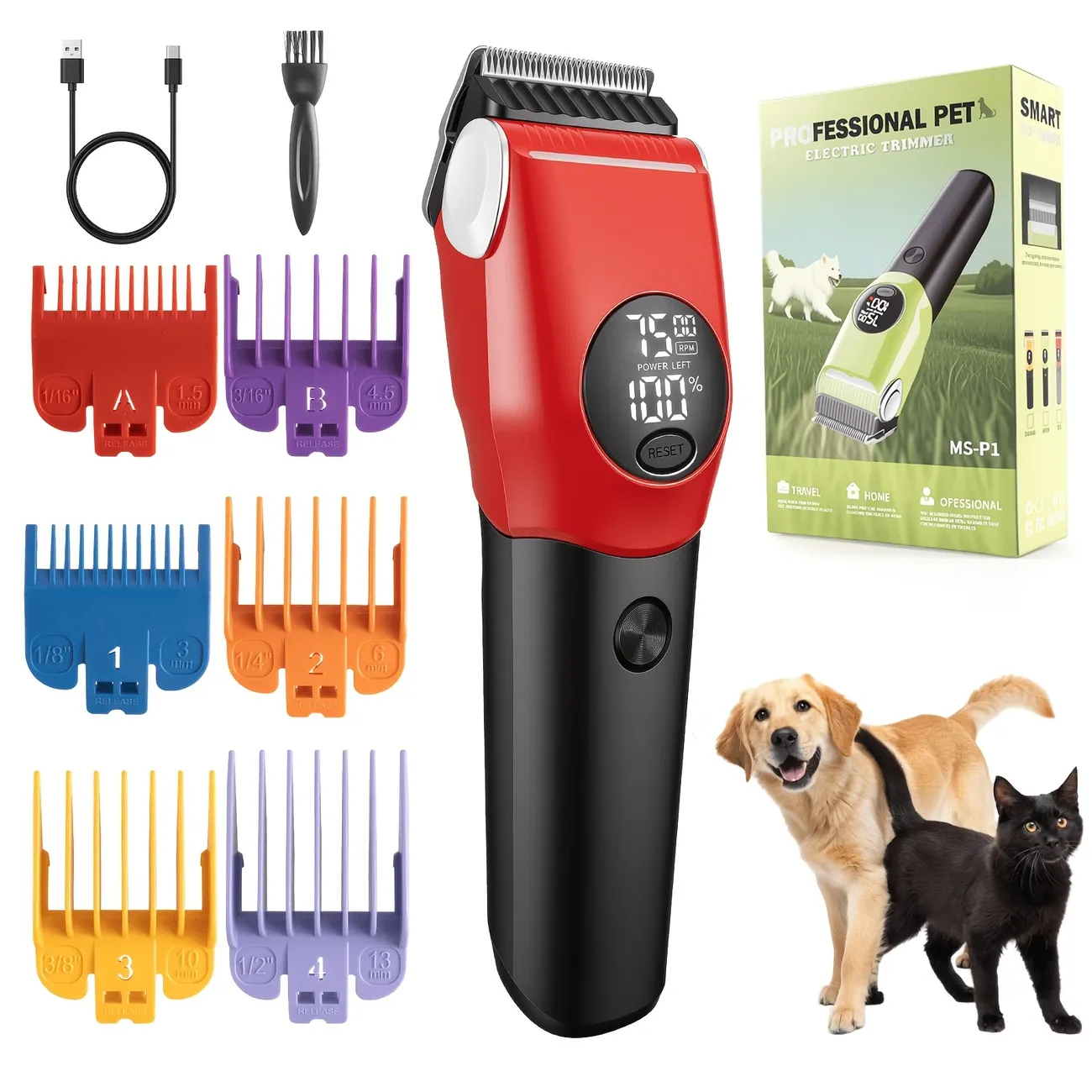 3-Speed Pet Clippers with 33-Tooth Safety Blades, LED Display & Long-Lasting Battery – Effortlessly Groom Thick, Heavy Coats Without Pulling or