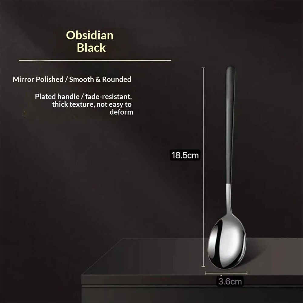 4-Piece Stainless Steel Dinner Spoons with Round Edge, Comfort Long Handle Table Spoon, Mirror Polished Flatware Utensils Dishwasher Safe, for Home Kitchen — image 3