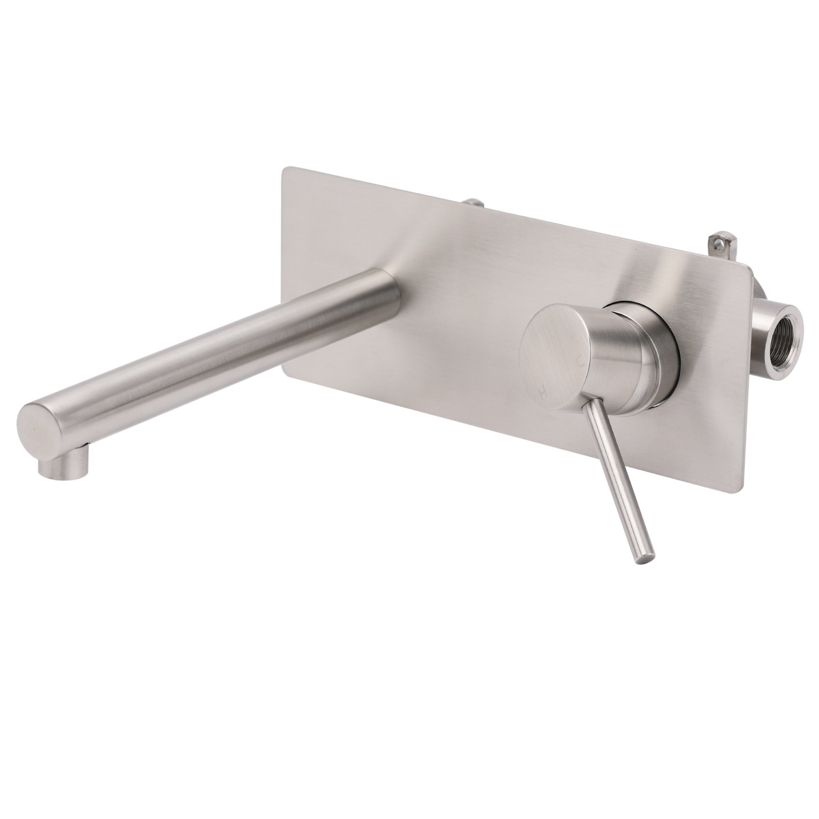 Brushed Nickel Round Wall Mounted Basin Vanity Mixer Bathtub Straight Spout Tap โ image 2