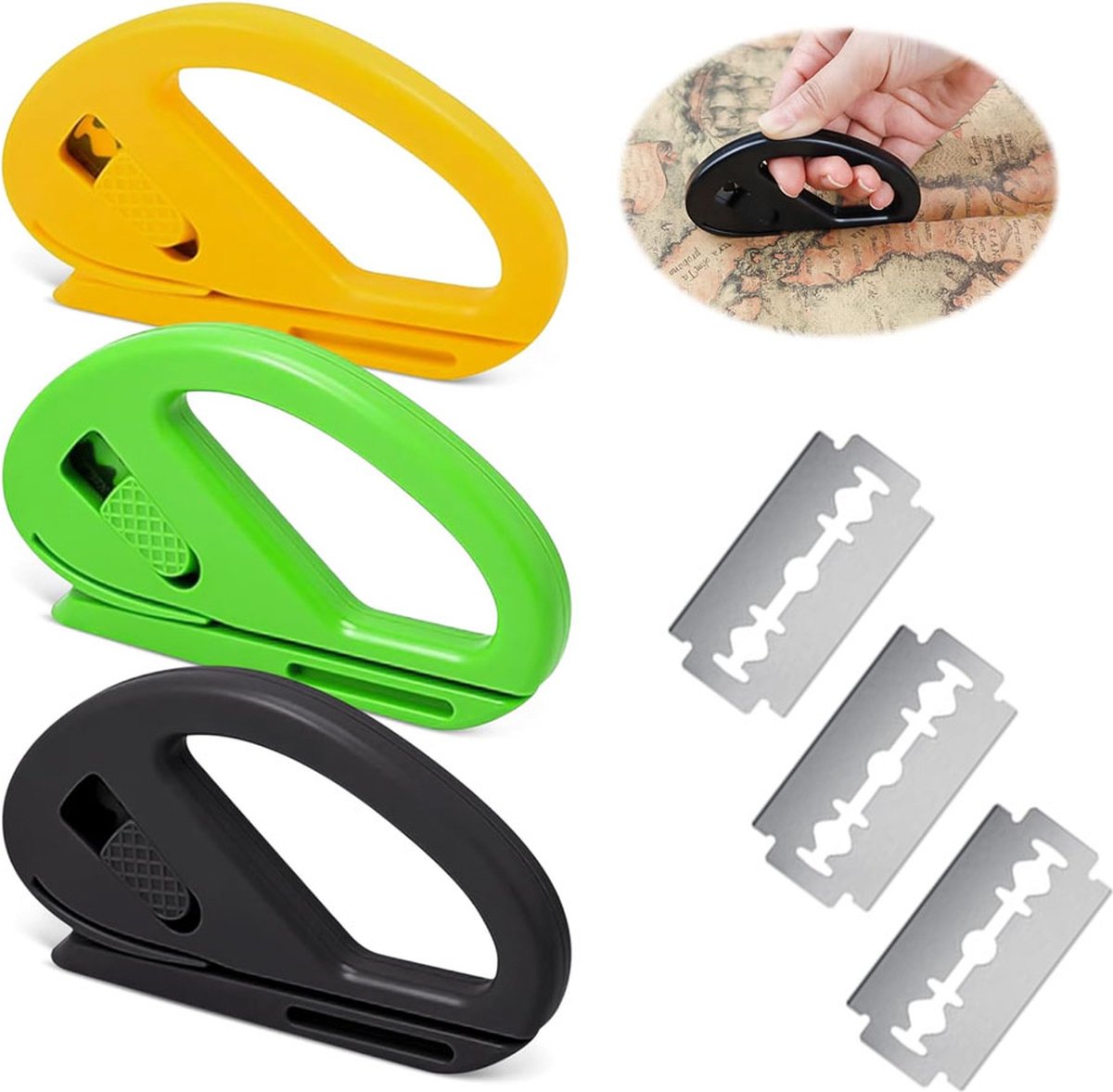 Wrapping Paper Cutter - 3 Pieces - Wrapping Paper Cutter - Wrapping Paper Roll Cutter Aid - Simple, Fast, and Safe - Ultra Sharp Blade - Paper Roll Cutter