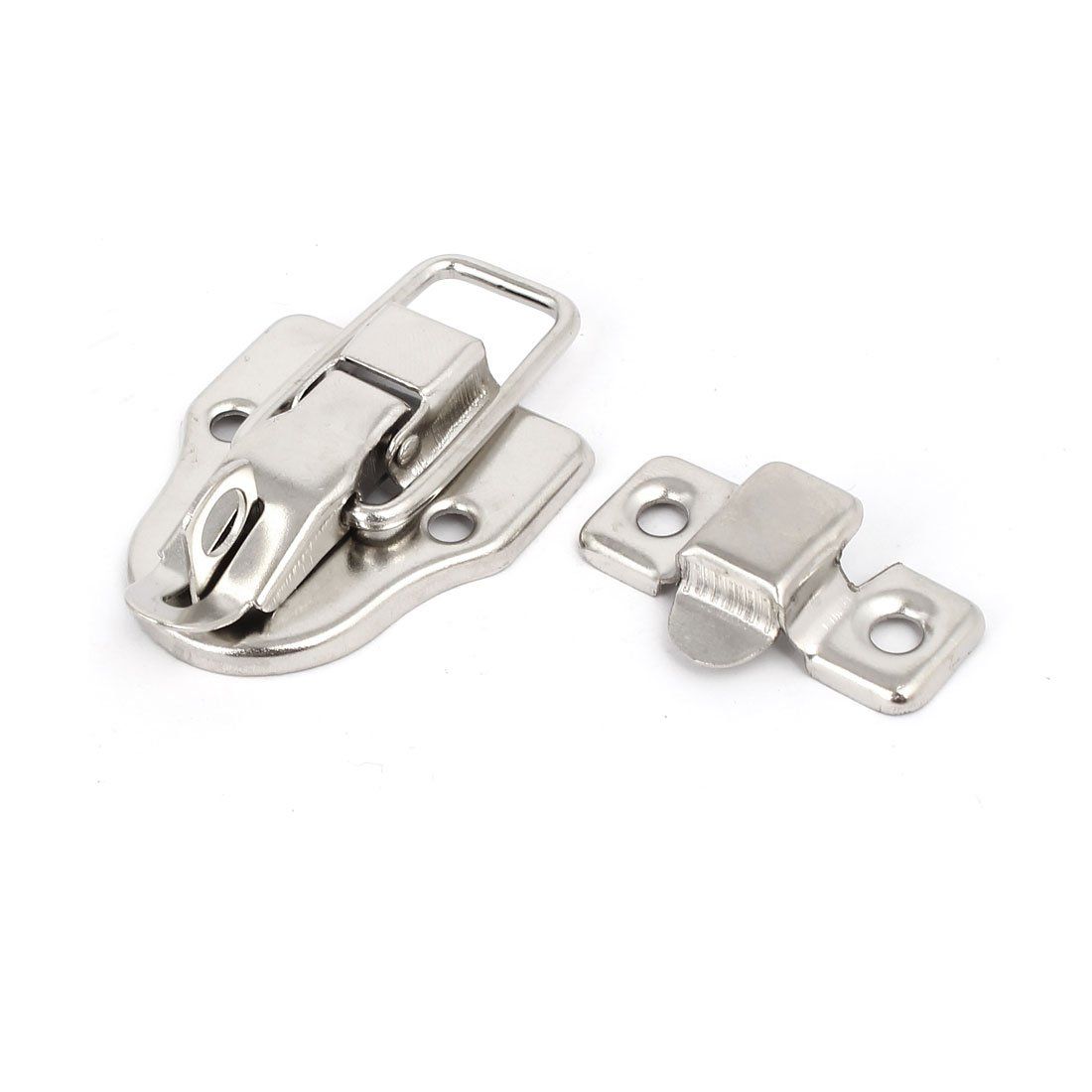 2Pcs Modern Silver Style Duckbilled Hasp Clasp Latch Lock Box Toggle Latch with Padlock Hole for Jewelry Box Cabinet — image 2