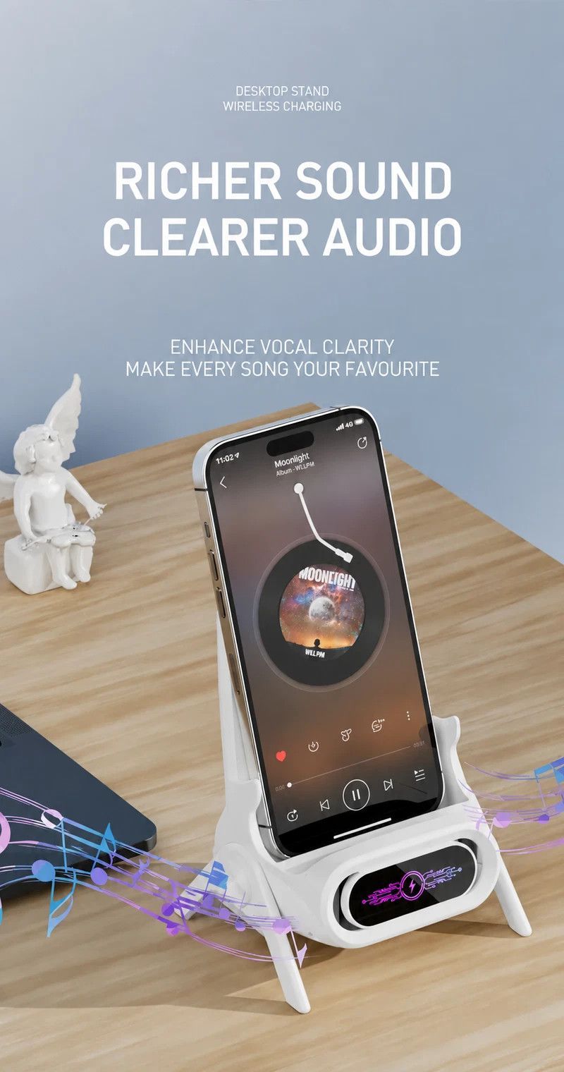 Vertical Chair Shaped Phone Holder, Magnetic Wireless Charger, Lazy Mobile Stand For Video Watching, White, Great Bedroom & Desk Accessory Gift — image 5