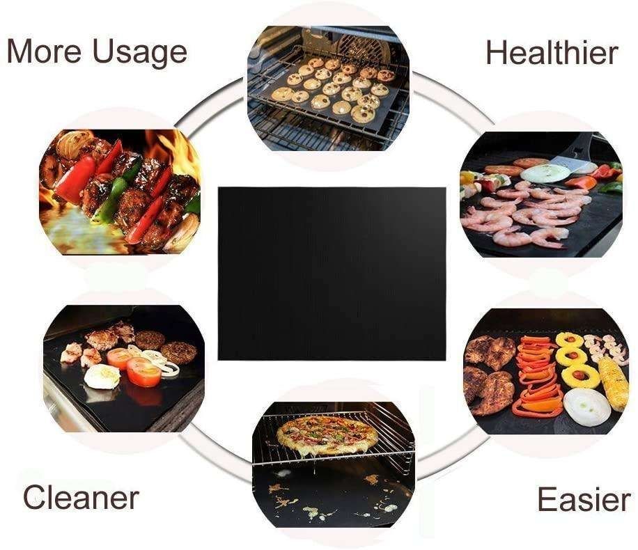 3pcs Non Stick Grill Mat Oven Baking Mat, 40x33cm, Black โ image 2