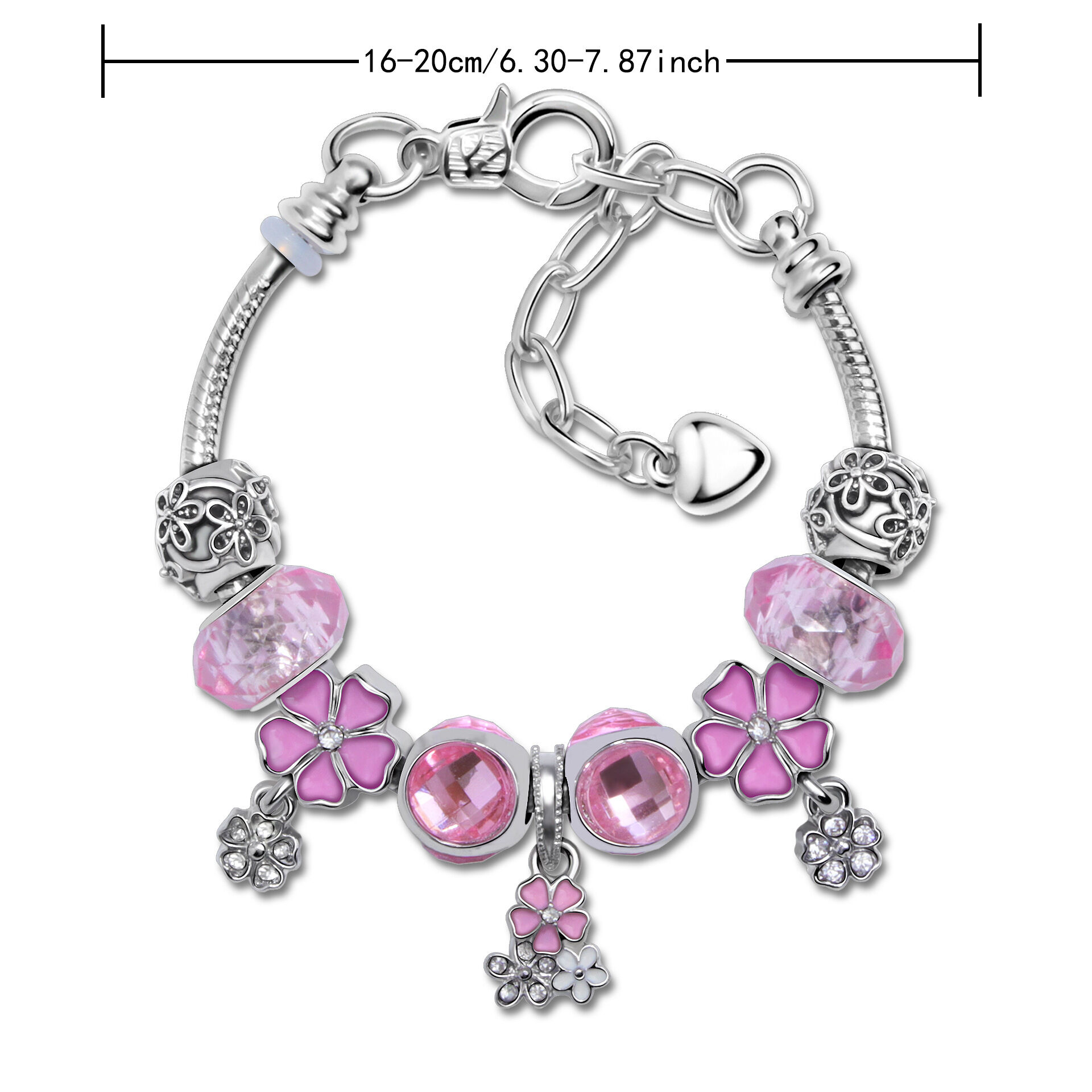 Romantic Floral Big Glass Bead Petal Pendant DIY Bracelet(purple-19cm) โ image 2