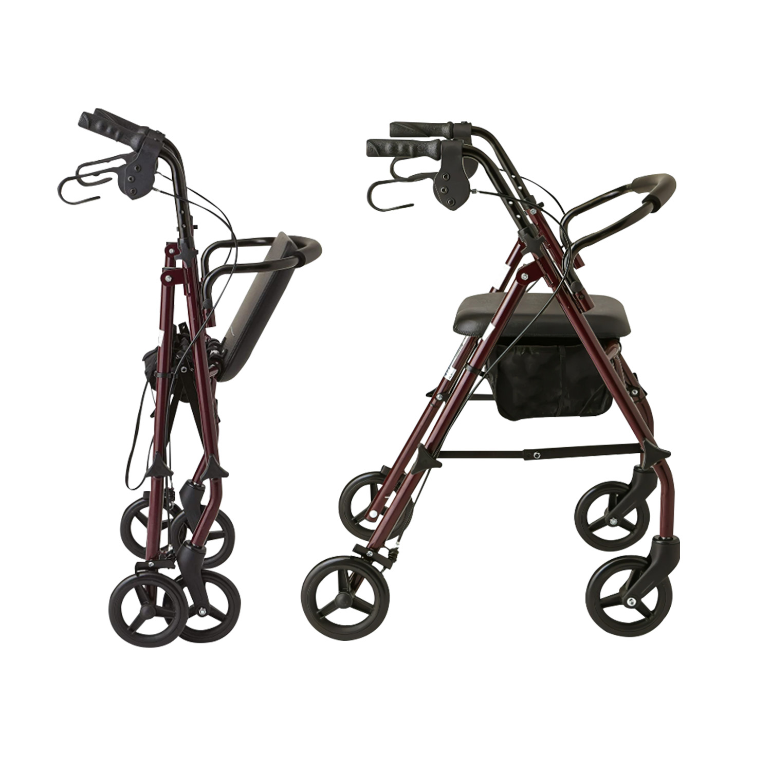 Orthonica Foldable Steel Frame 4-Wheel Rollator Walker, Height Adjustable Handles & Brakes, Seniors Mobility Aid — image 4