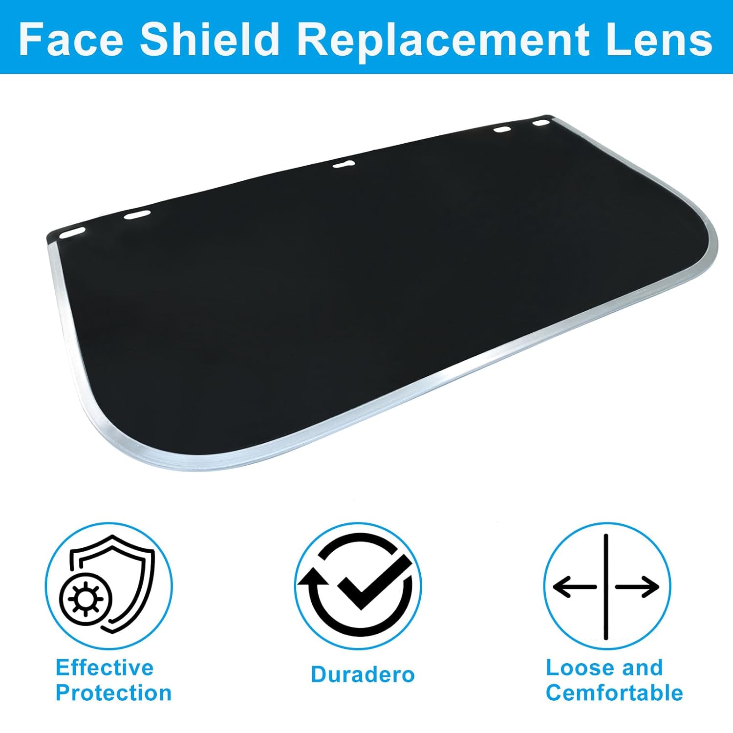 1 Pack Face Shield Replacement Lens, 15.5" x 8" Polycarbonate Protective Safety Visor Replacement, Impact-resistant Face Shield for โ image 4
