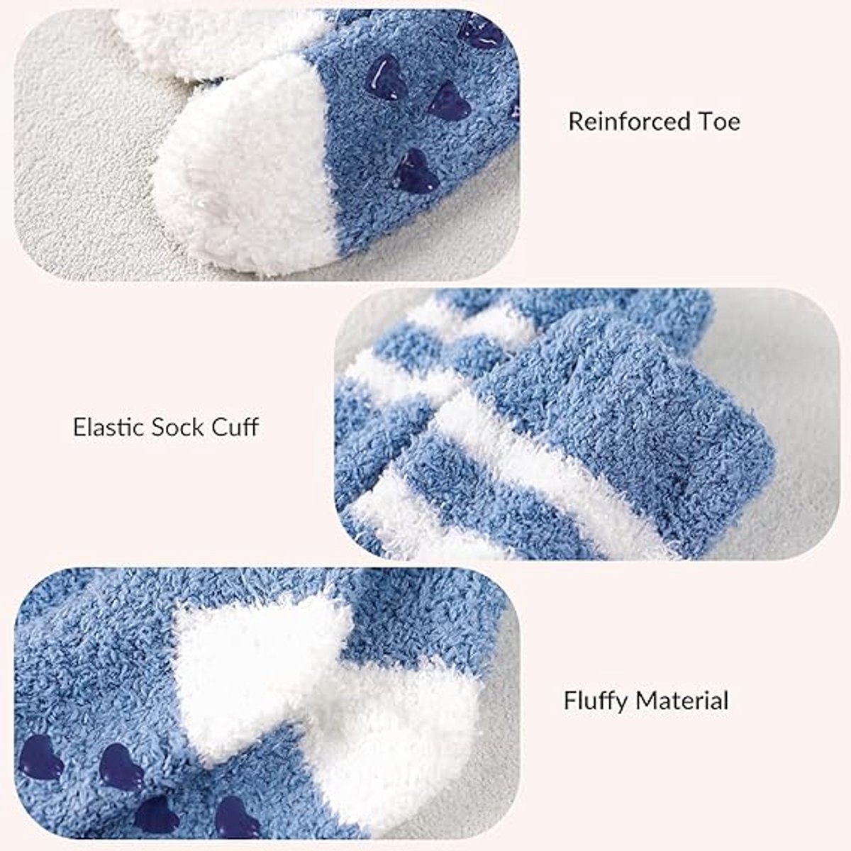 5 Pairs - socks - Non-slip socks - Warm Fuzzy Fleece Socks - Women's House Socks - Warm Winter Socks - Fluffy Socks - Sleep Socks - House Socks - Stockings — image 4
