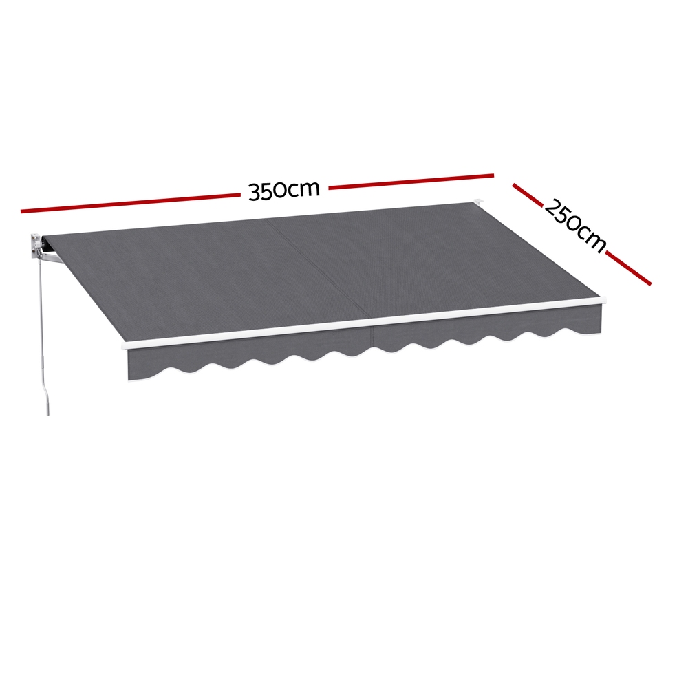 Instahut Retractable Folding Arm Awning Motorised Sunshade 3.5M X 2.5M Grey โ image 2
