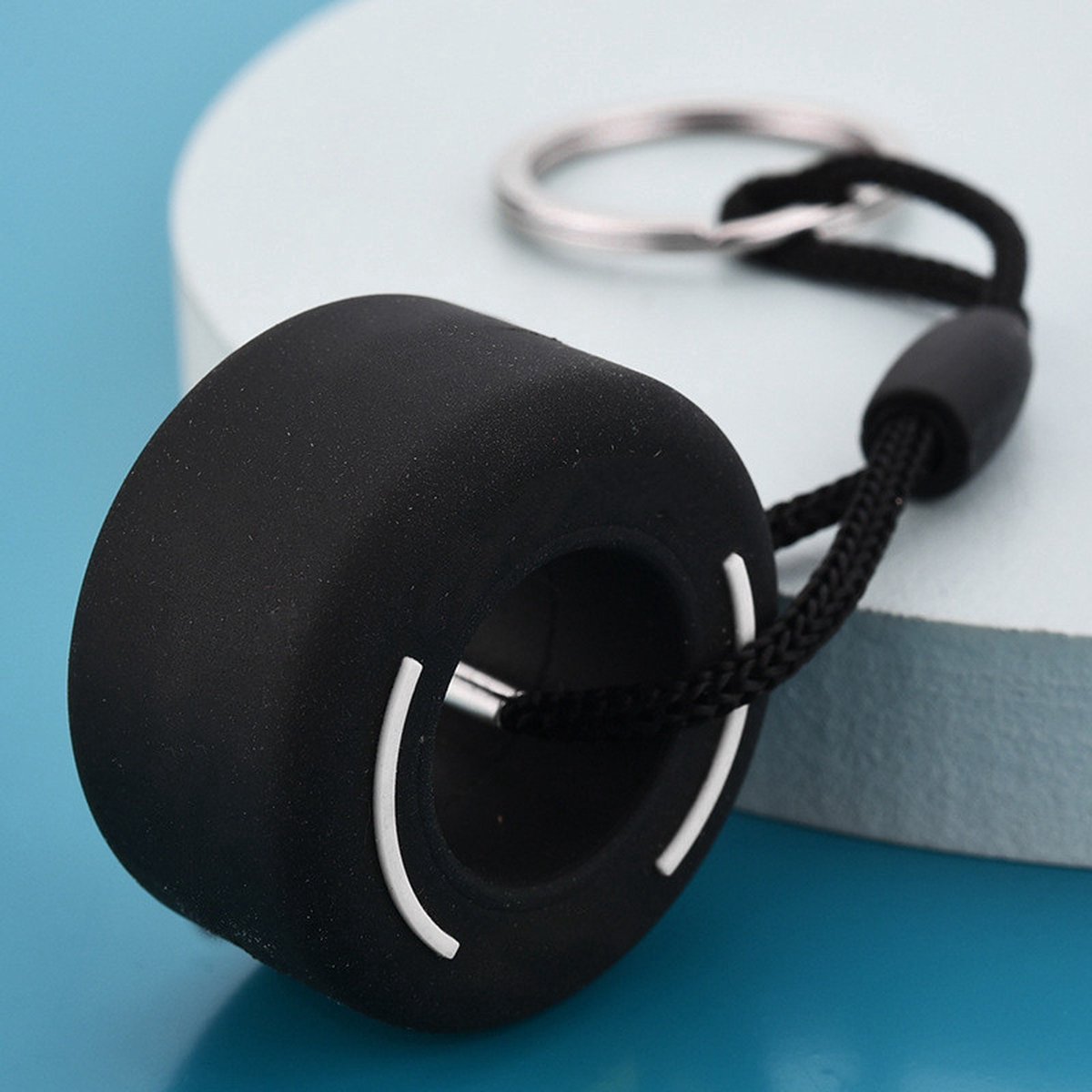 Racing Tire Keychain | Car Tire Key Holder | Racing Tire Keychain | Universal | Car Accessories | Black/White — image 2