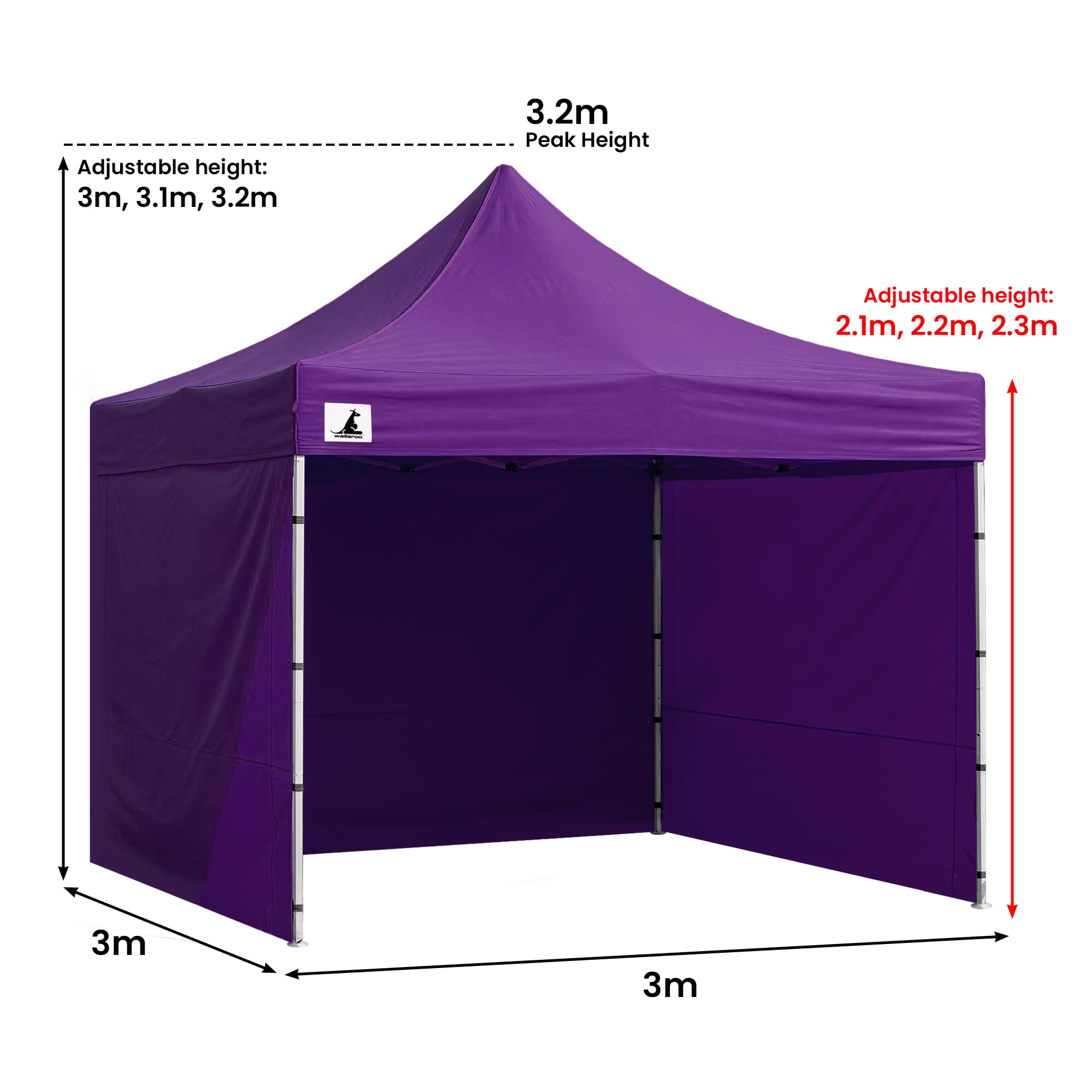 Wallaroo Gazebo Tent Marquee 3x3 PopUp Outdoor Purple โ image 3
