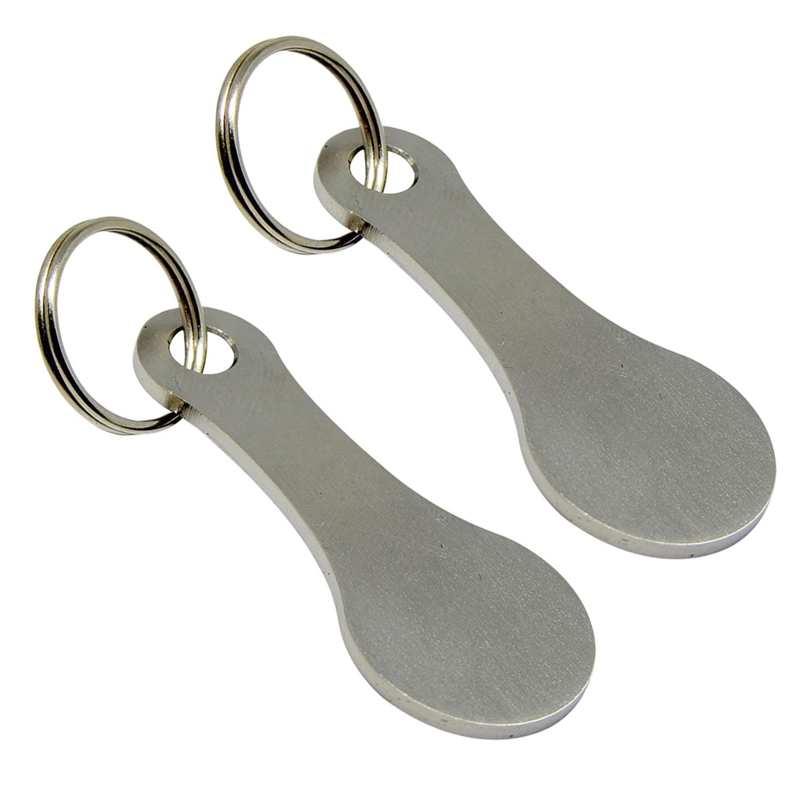 Mini Aluminum Alloy Key Ring Shopping Trolley Tokens - Small Keychain for Grocery Shopping Cart, 2 Pcs Silvery