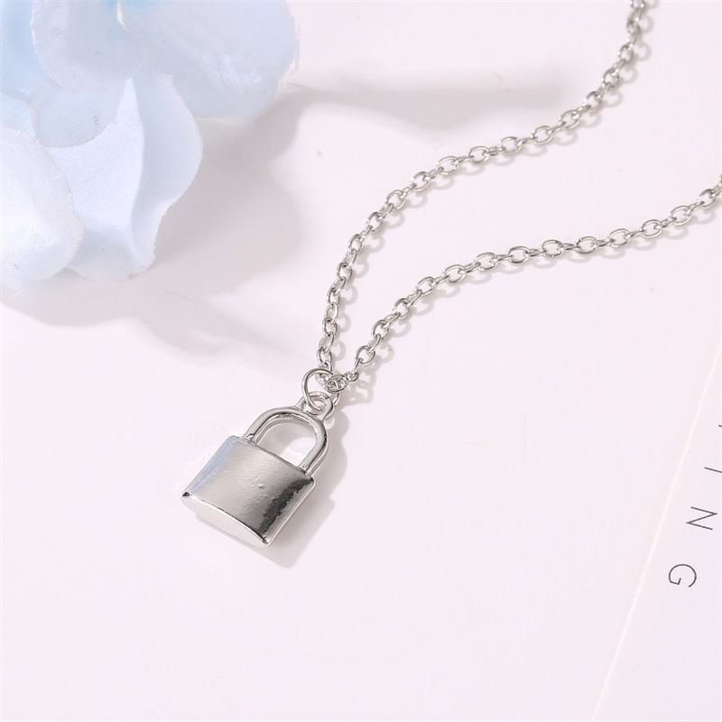Cute Silver Lock Necklace for Women.Punk Metal Padlock Y Pendant Necklace,Geometric Lock Type Choker Necklace Girl Aesthetic โ image 5