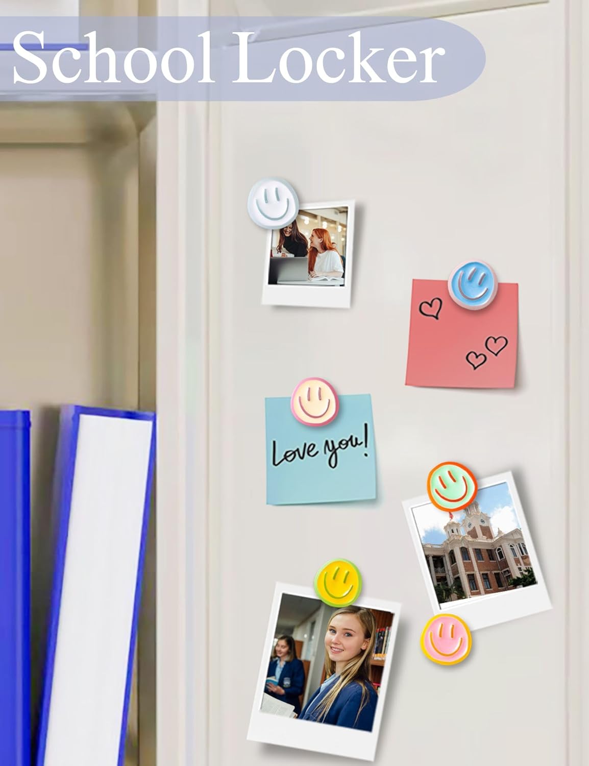 12Pcs Fridge Magnets Cute Refrigerator Magnets, Colorful Magnets for Whiteboard Cabinet Locker, Resin Smile Face Decorative Magnets for Classroom Kitchen — image 4