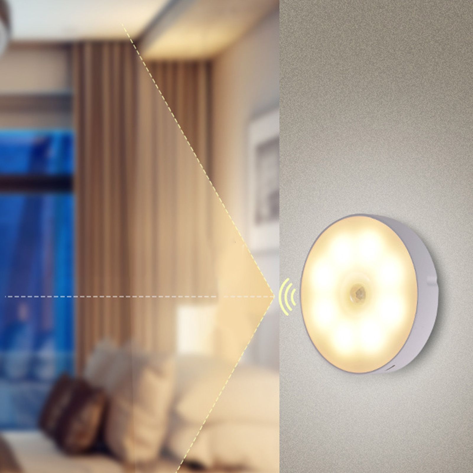 4Pcs Motion Sensor Night Light Rechargeable LED Lamp Auto On Off Warm White Lighting for Home — image 5