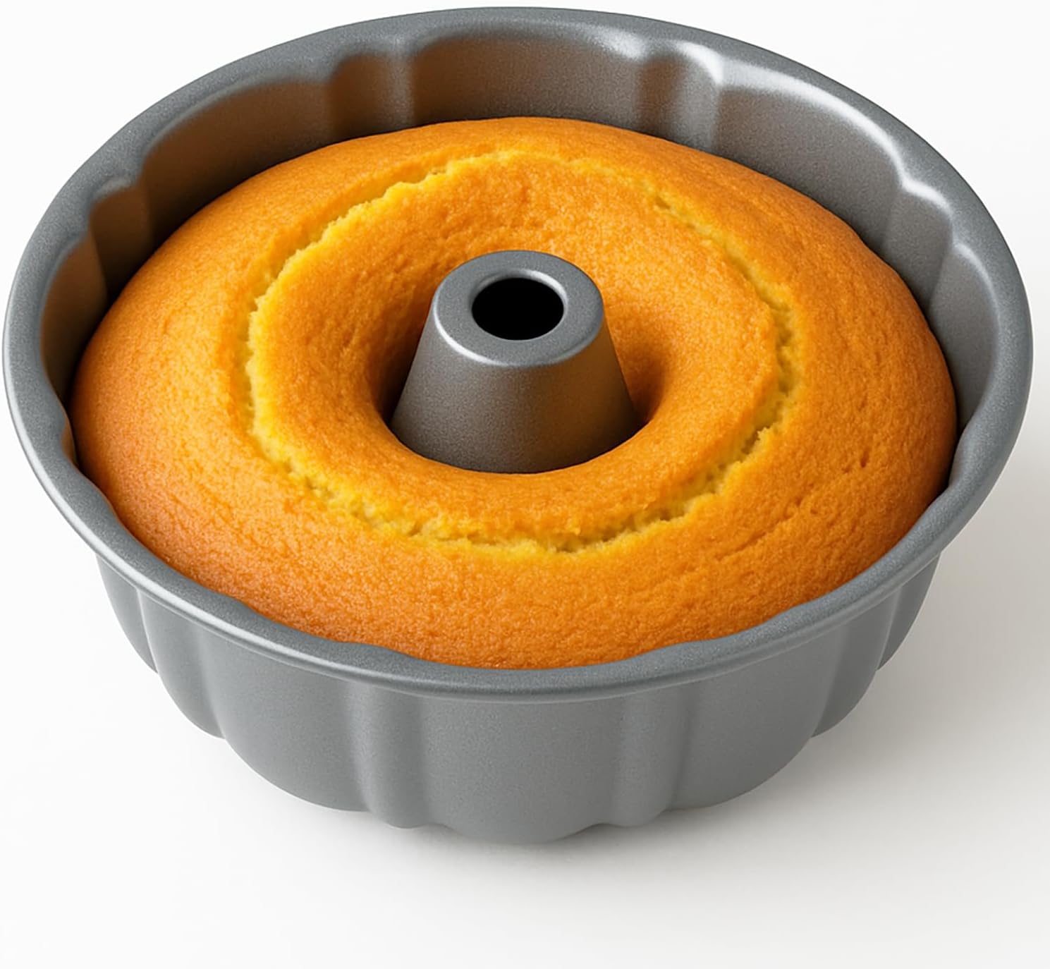 10-Inch Nonstick Cake Pan, Fluted Tube Pan for Pound Cakes, Muffins, Angel Food Cake, Coffee Cake, and More โ Easy Release, Dishwasher Safe, Oven Safe, Heavy