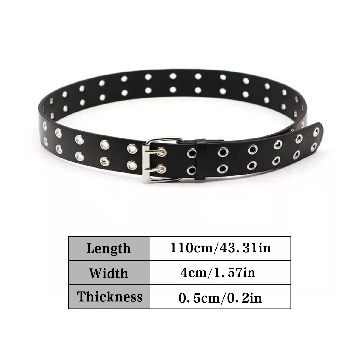 Double Grommet Holes Lether Belt 2-Row Studded For Women Men Punk Belts Use โ image 3