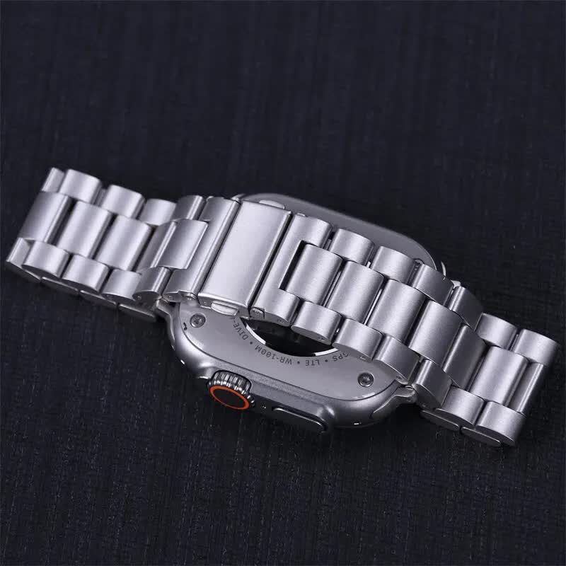 Compatible with Apple Watch Band Series 9 8 7 6 5 Stainless Steel Metal Bracelet Silver 49mm 45mm 44mm 42mm — image 3