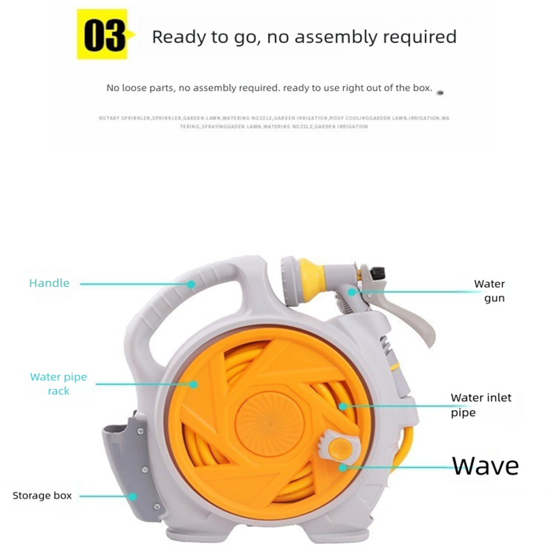 Green Portable Hose Reel Cart with 14m Hose 7-Pattern Spray Gun Garden Watering System โ image 4