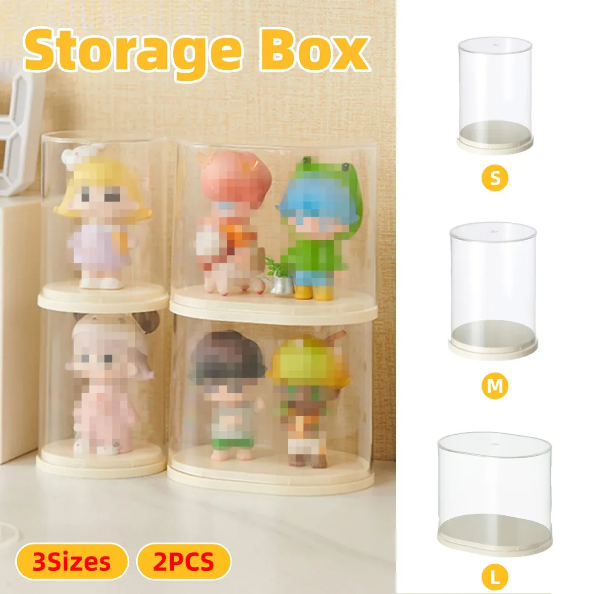 2pcs Clear Acrylic Display Case Transparent Box for Collectibles Dolls Figures - M — image 2