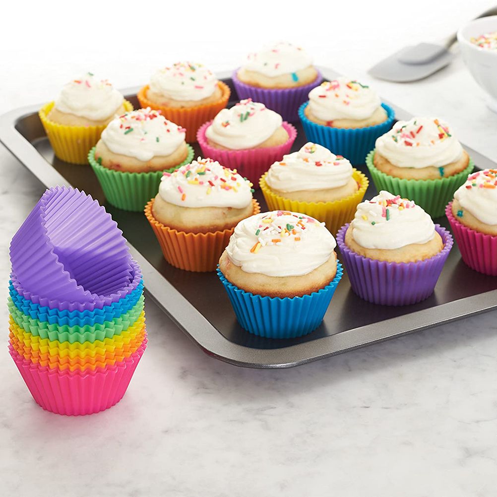 24Pcs Baking Cups Reusable Silicone Cake Cups Non Stick Baking Cups — image 6