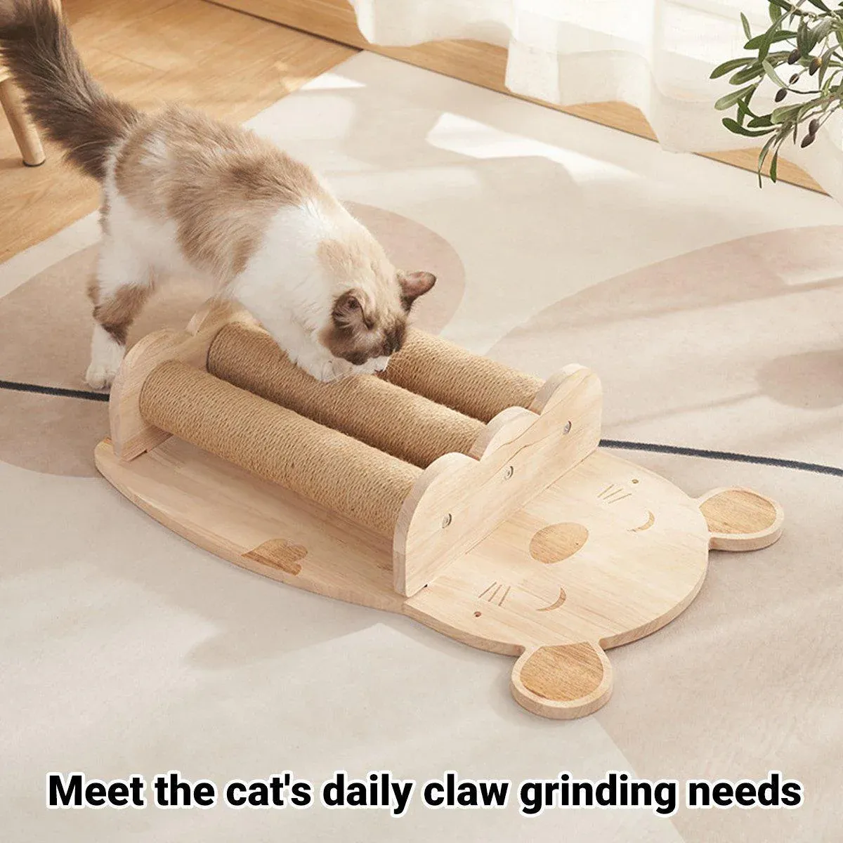 2Style Wood Wall-Mounted Natural Sisal Rope Cat Scratching Claw Grinding Pet Toy - Mouse-Solid Wood โ image 6