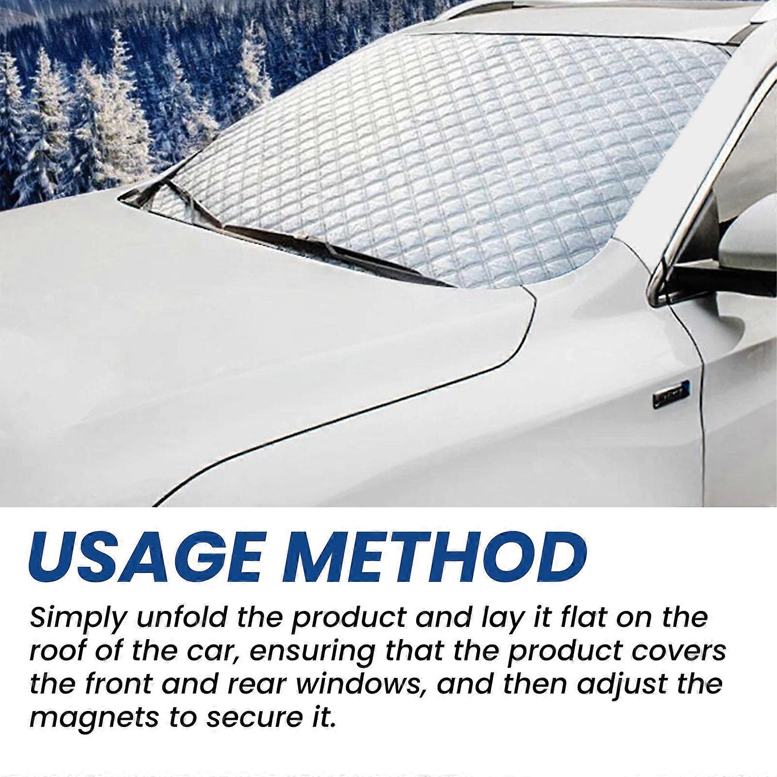 Vehicle Windshield Snow Cover with Magnetic Attachment 140x94cm Frost Ice UV Protection Easy Installation Fits Most Cars โ image 5