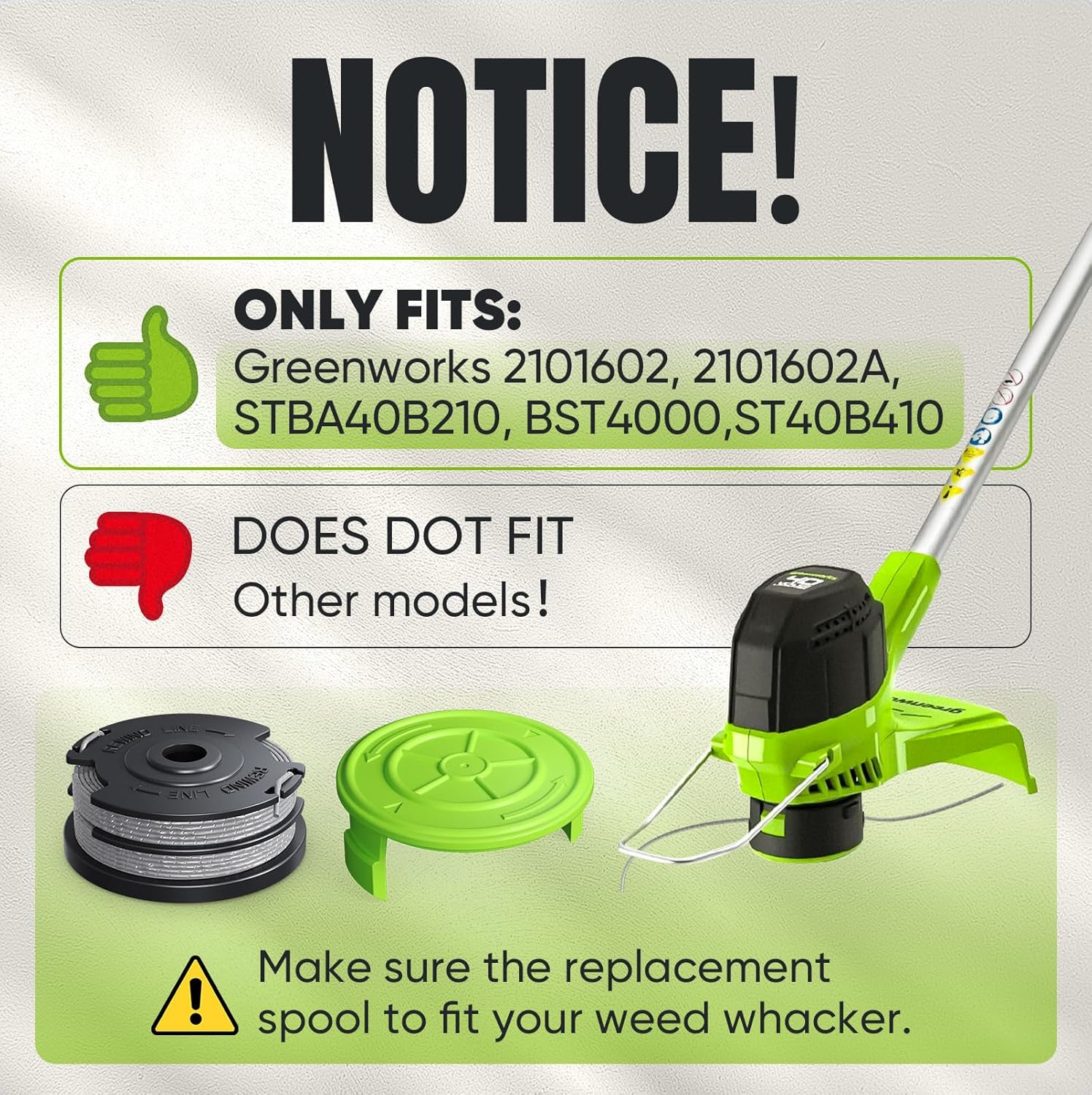 14 Pack Replacement Spool for Greenworks Weed Eater, 0.065" 18ft Dual Line String Trimmer Line Spool(2900719) Compatible with Greenworks Cordless Trimmer(12 — image 2