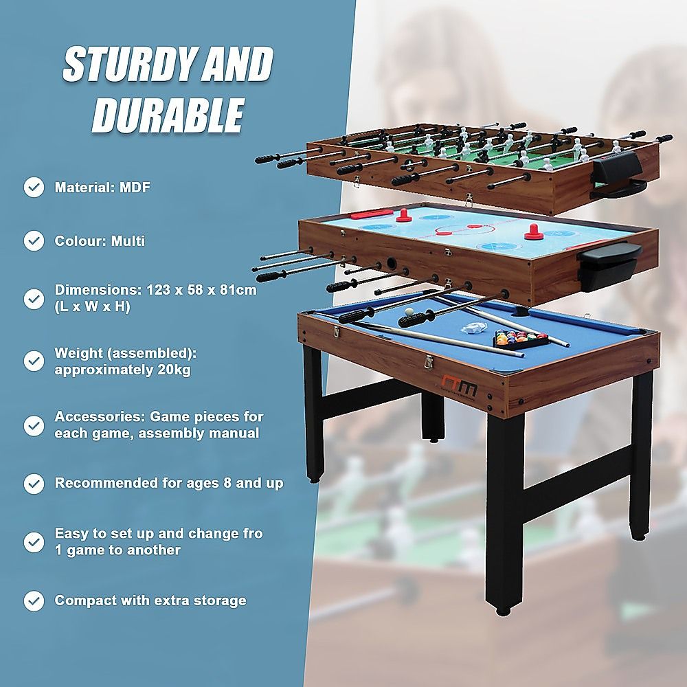 4FT 3-in-1 Games Foosball Soccer Hockey Pool Table โ image 5