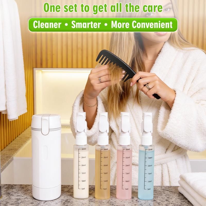 4-in-1 White Compact Travel Cosmetic Dispenser Bottle - 4 x 30ml Refillable Pump Toiletries Containers, Lockable & Leakproof Design, Space-Saving & โ image 2