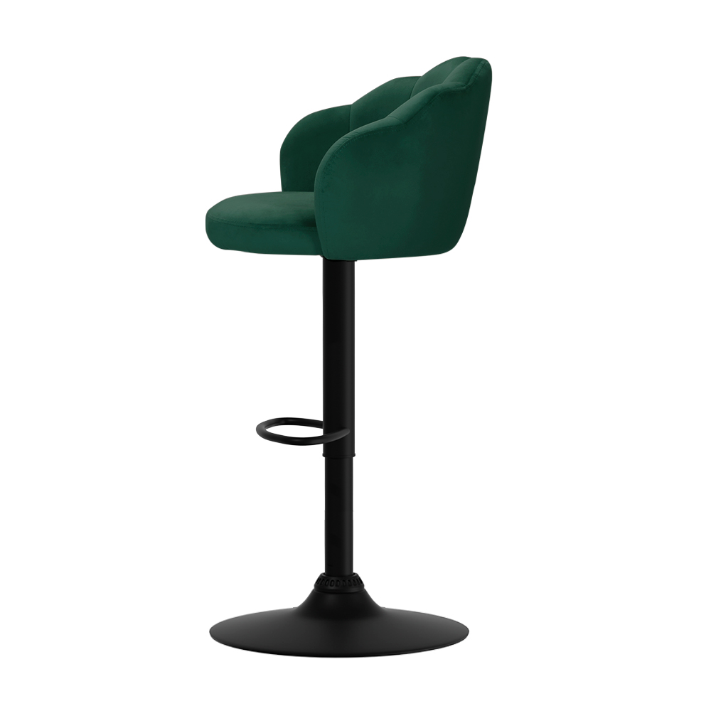 Artiss 2x Bar Stools Gas Lift Velvet Green — image 3