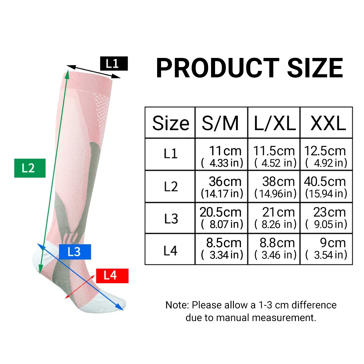 Copper Compression Socks for Running Travel Sports Anti Fatigue Support S/M Unisex - Black — image 5