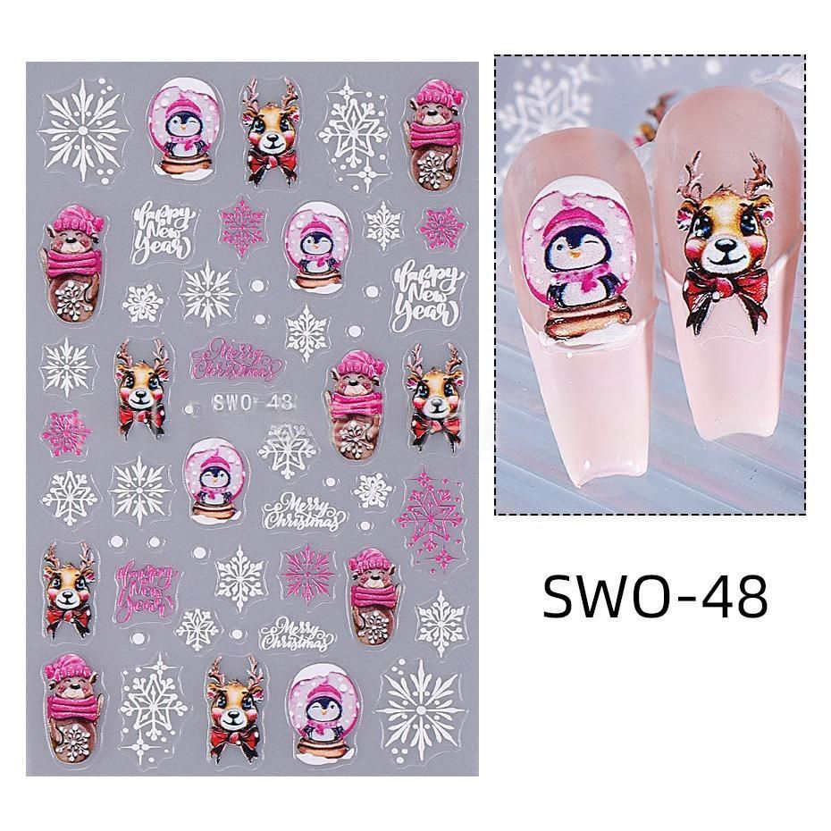Christmas Nail Stickers Holiday Nail Art Festive Nail Decals Self-Adhesive Nail - Multi-color - Size SWO-44 — image 6