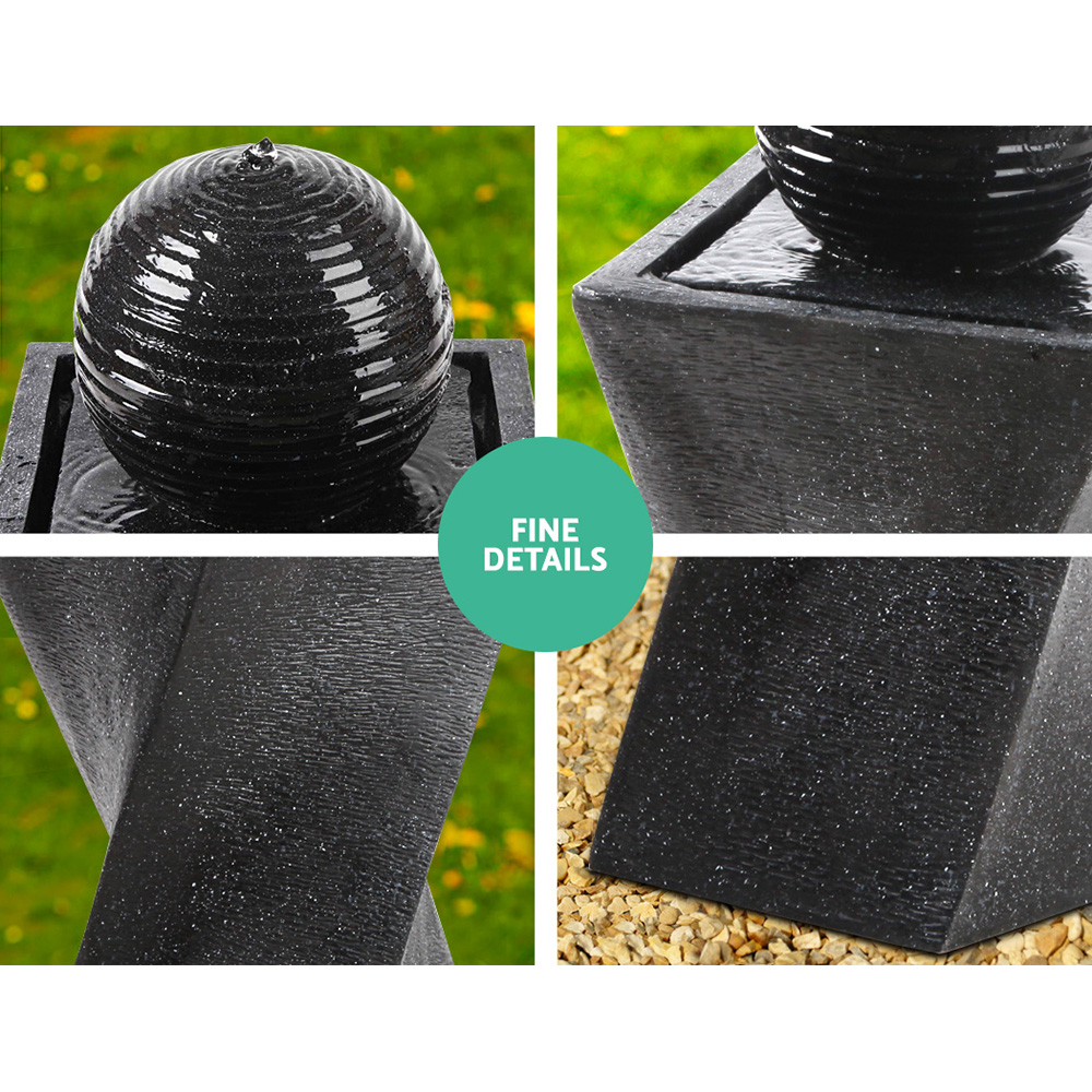 Gardeon Solar Water Feature Twisted Fountain LED Light Bird Bath 85CM Black โ image 5