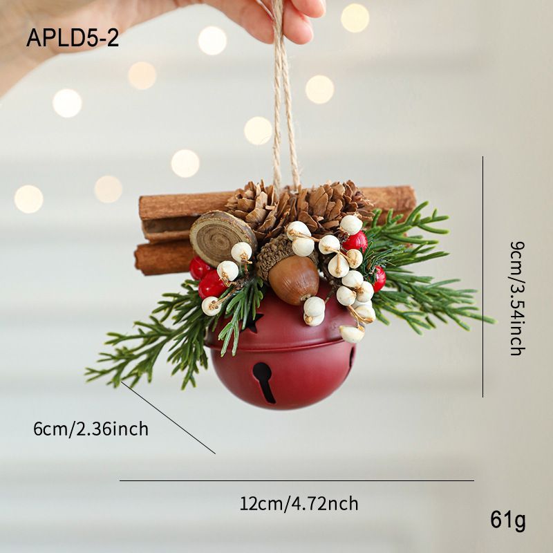 Vintage Metal Christmas Bell Floral Christmas Decorations Red And Gold - Multi-color - Size APLD5-2
