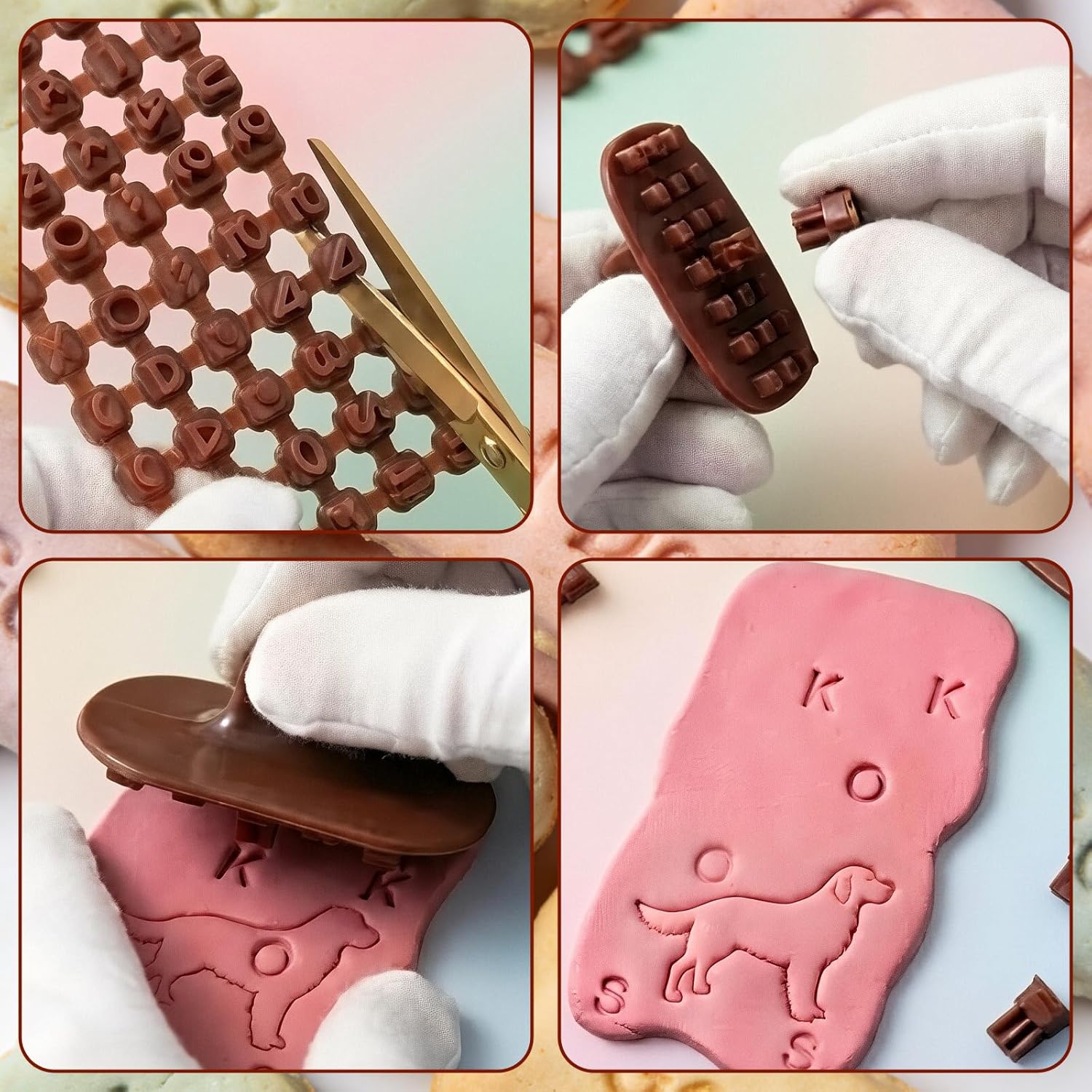 100Pcs Letter Stamps for Pottery Clay Polymer- 3 Styles Alphabet Number Symbols Stamps for Cookie Chocolate - for Cookie Stamp Letters, Baking, Cake Baking — image 3
