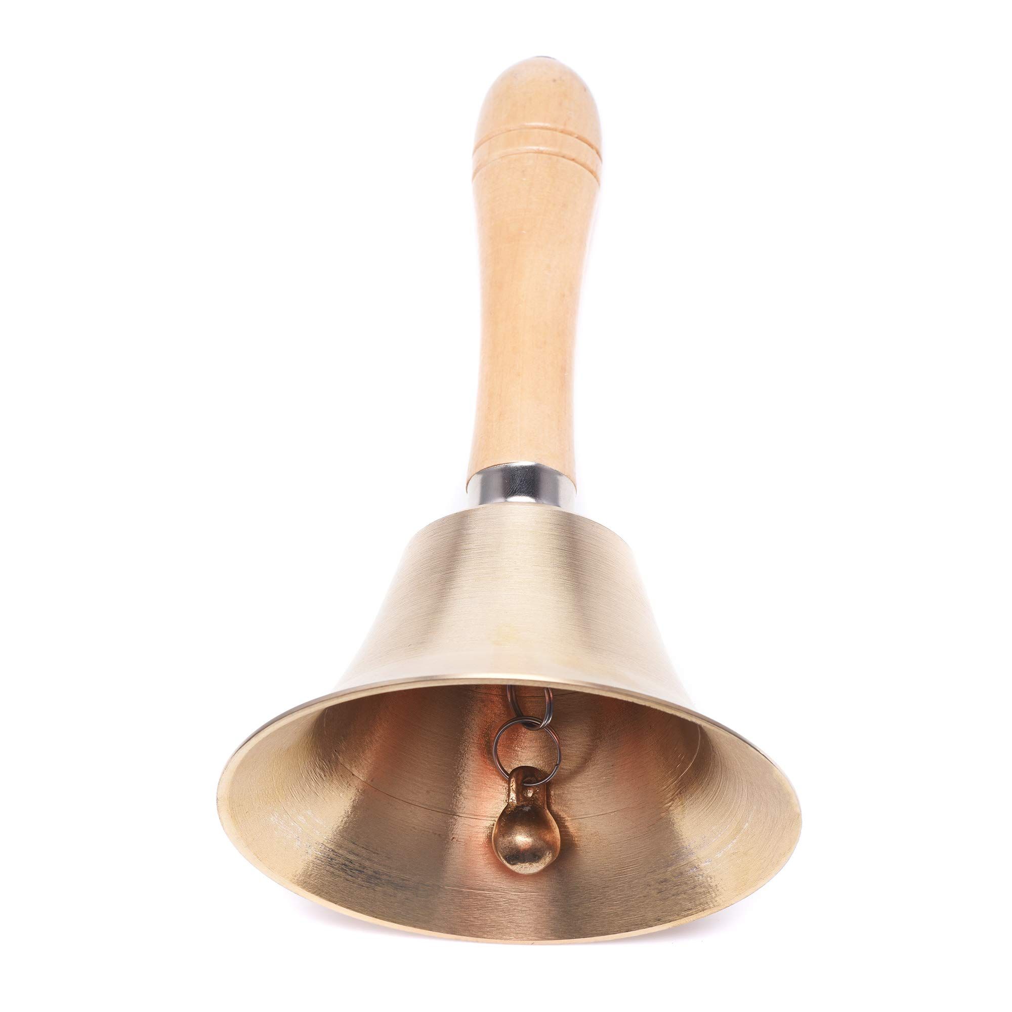 Hand Bell Extra Loud Solid Brass Call Bell Handbells with Wooden Handle Multi-Purpose for School,Christmas and Wedding Service — image 4