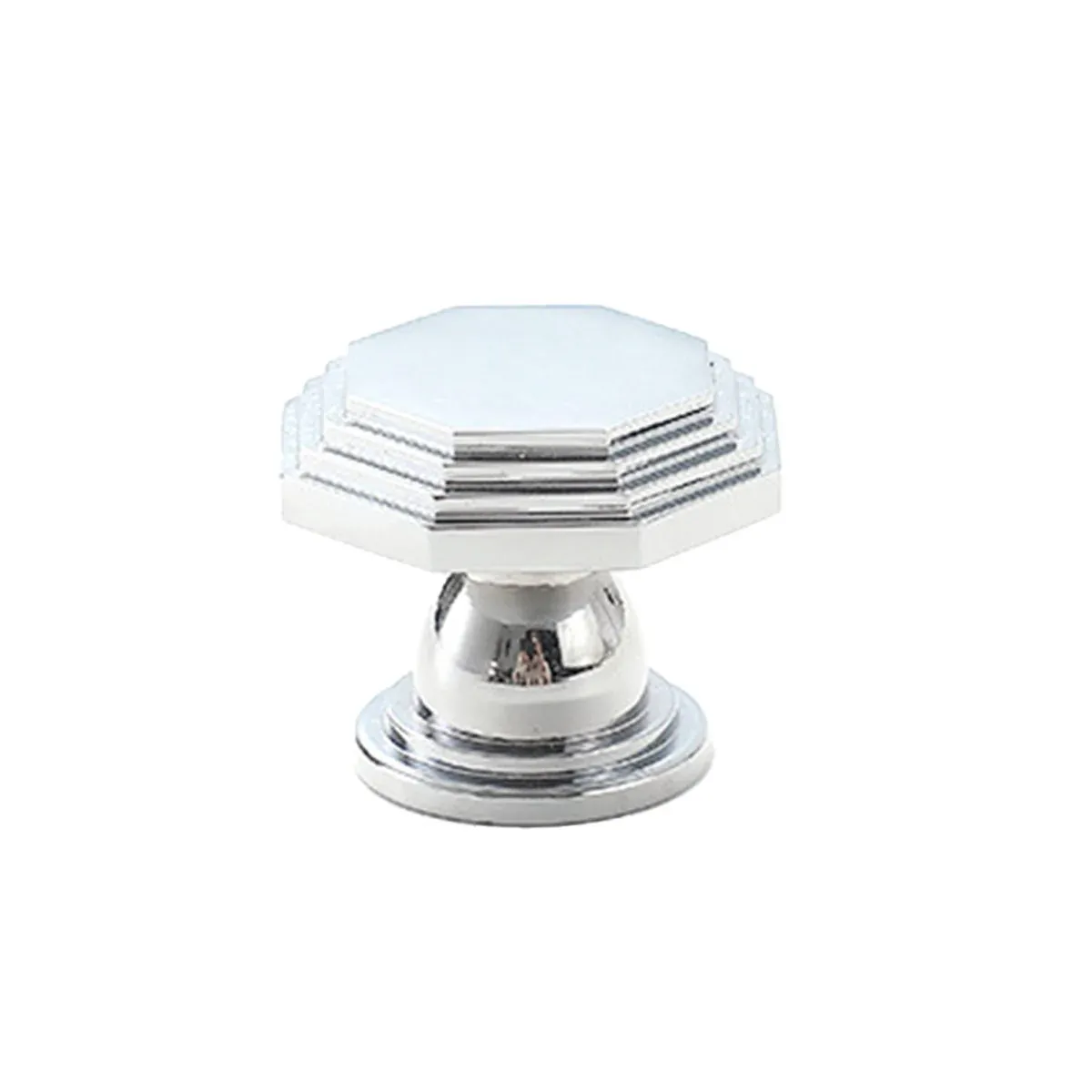 French Cabinet Handle Bright Silver Single Hole Modern Pull for Drawer Wardrobe - Octagon