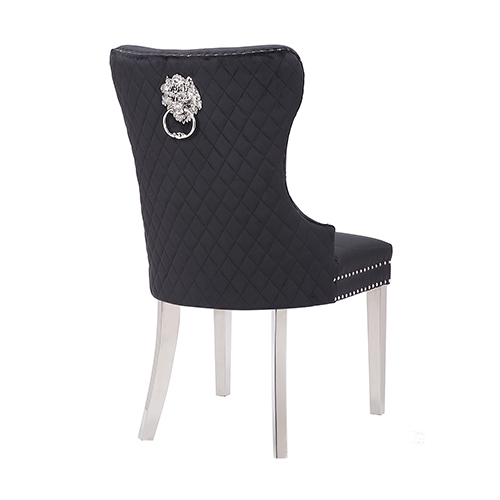 Victoria 2X Dining Chair Black Velvet & STAINLESS STEEL Legs — image 4