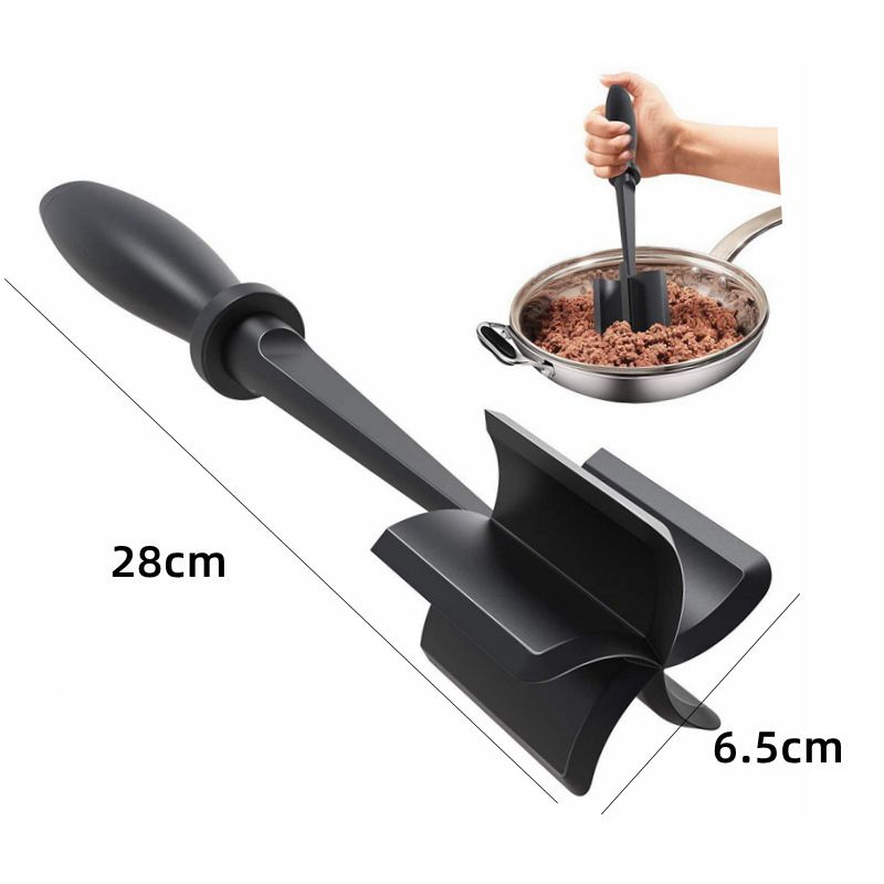 Meat Chopper, Hamburger Grinder, Premium Heat Resistant Smasher for Ground Beef, Burger Grinder Nylon Potato Mix Tool, Meat & Poultry Tenderizers-Black — image 4