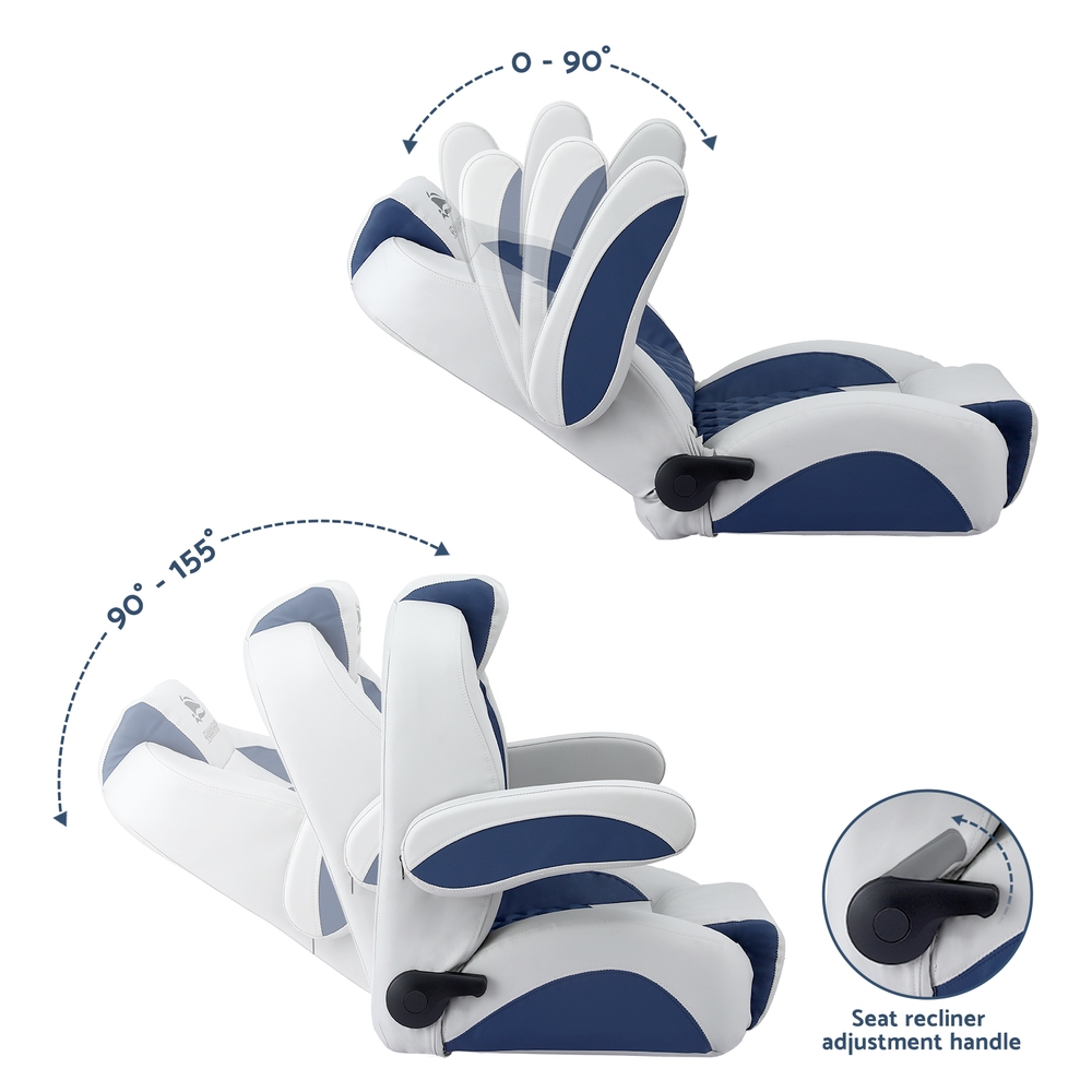 Seamanship Reclining Captain Boat Seat 90°-155° Recline, 19cm Thick Cushion — image 5