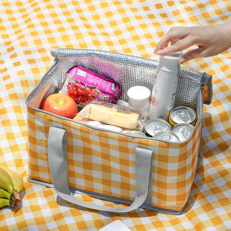 2 Pack Insulated Picnic Lunch Bags, Checkered Thermal Food Storage Totes, Green — image 2
