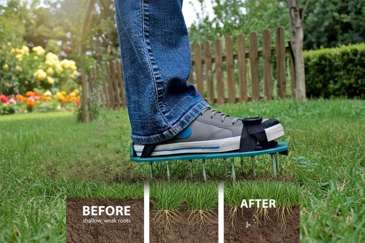Grass Aerator Shoes, Lawn Aerator Spikes, Soil Aerator, Garden Tools for Lawn Maintenance, for Garden, Patio and Outdoor Decor — image 3