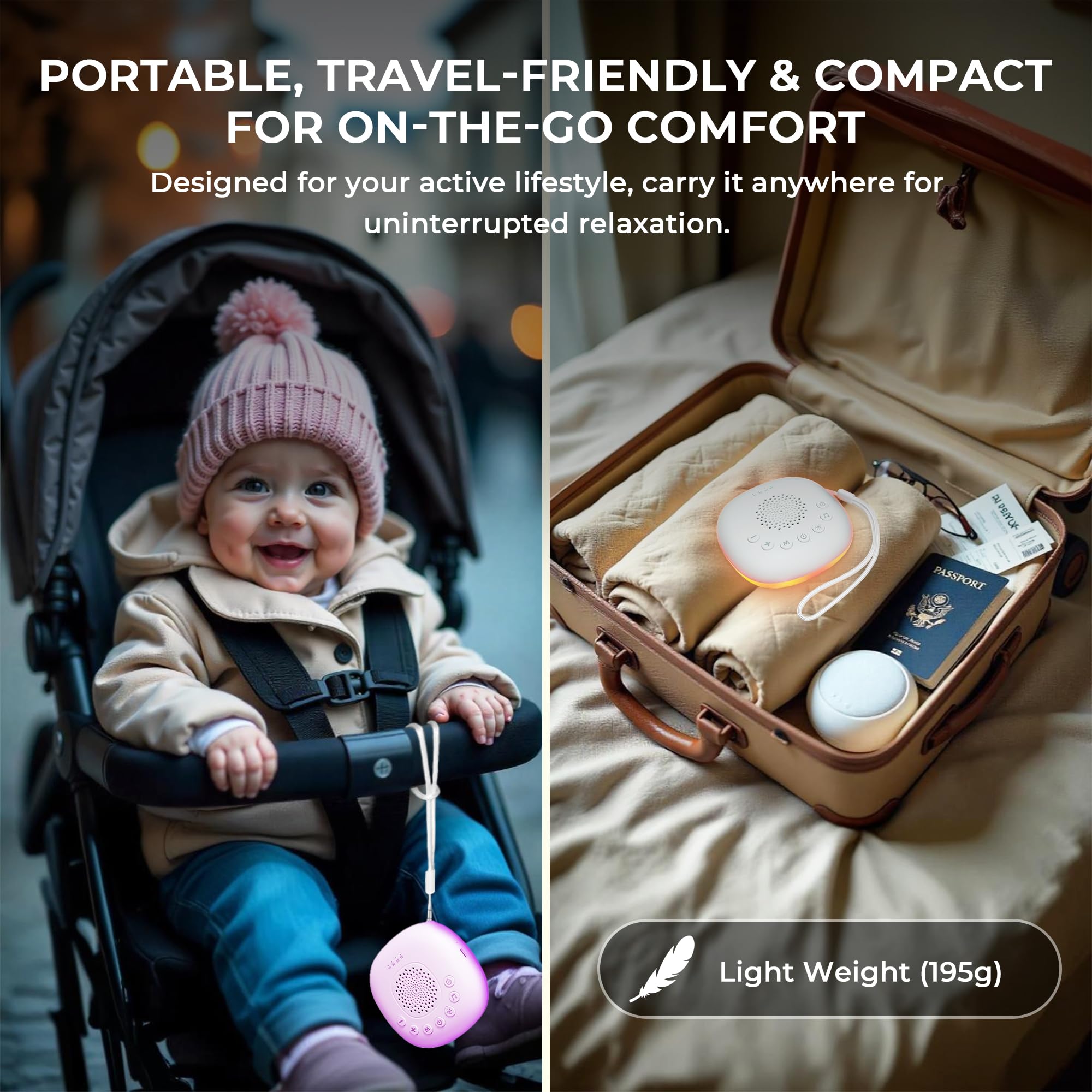 Portable White Noise Machine with 20 Soothing Sounds & RGB LED Night Light – Compact Sleep Sound Device for Babies, Adults & Travel — image 5
